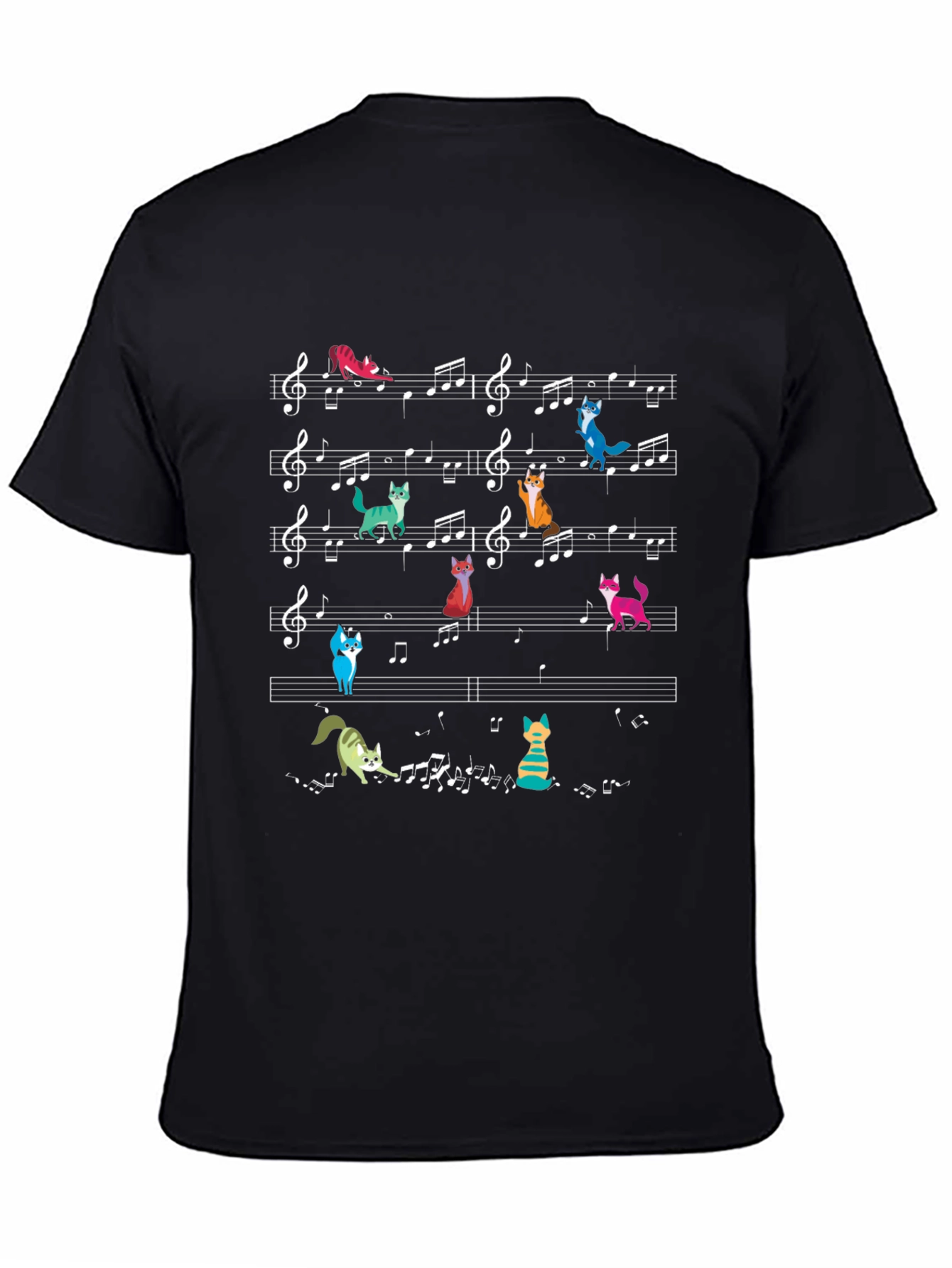 Black Musical Cats T-Shirt - Black view 4