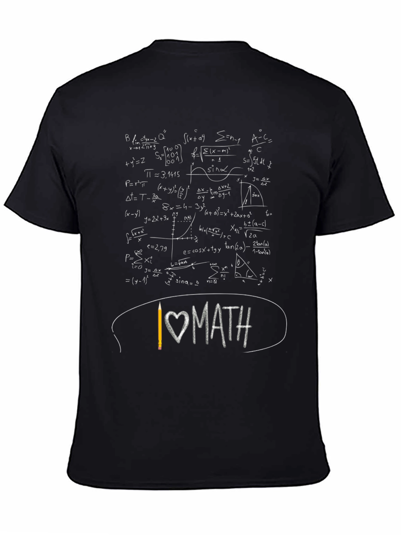 Black I Love Math Equations Graphic Tee - Unisex view 4