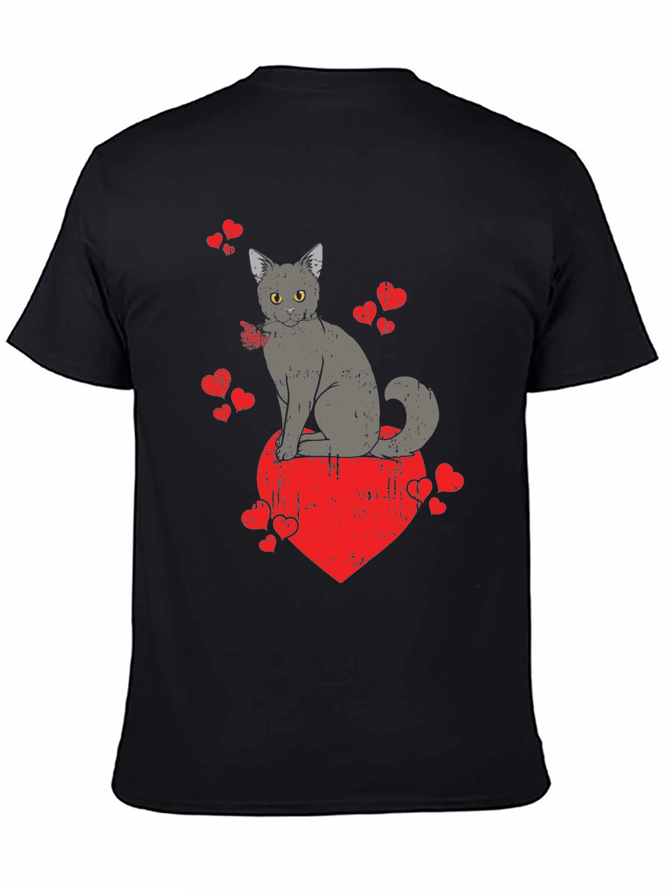 Black Cat Heart Valentine's Day Graphic T-Shirt view 4