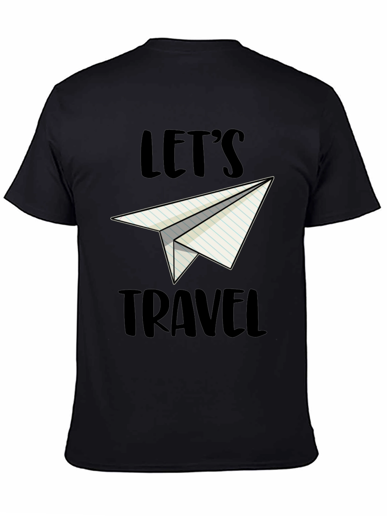 Black Let's Travel Paper Airplane Graphic Tee view 4
