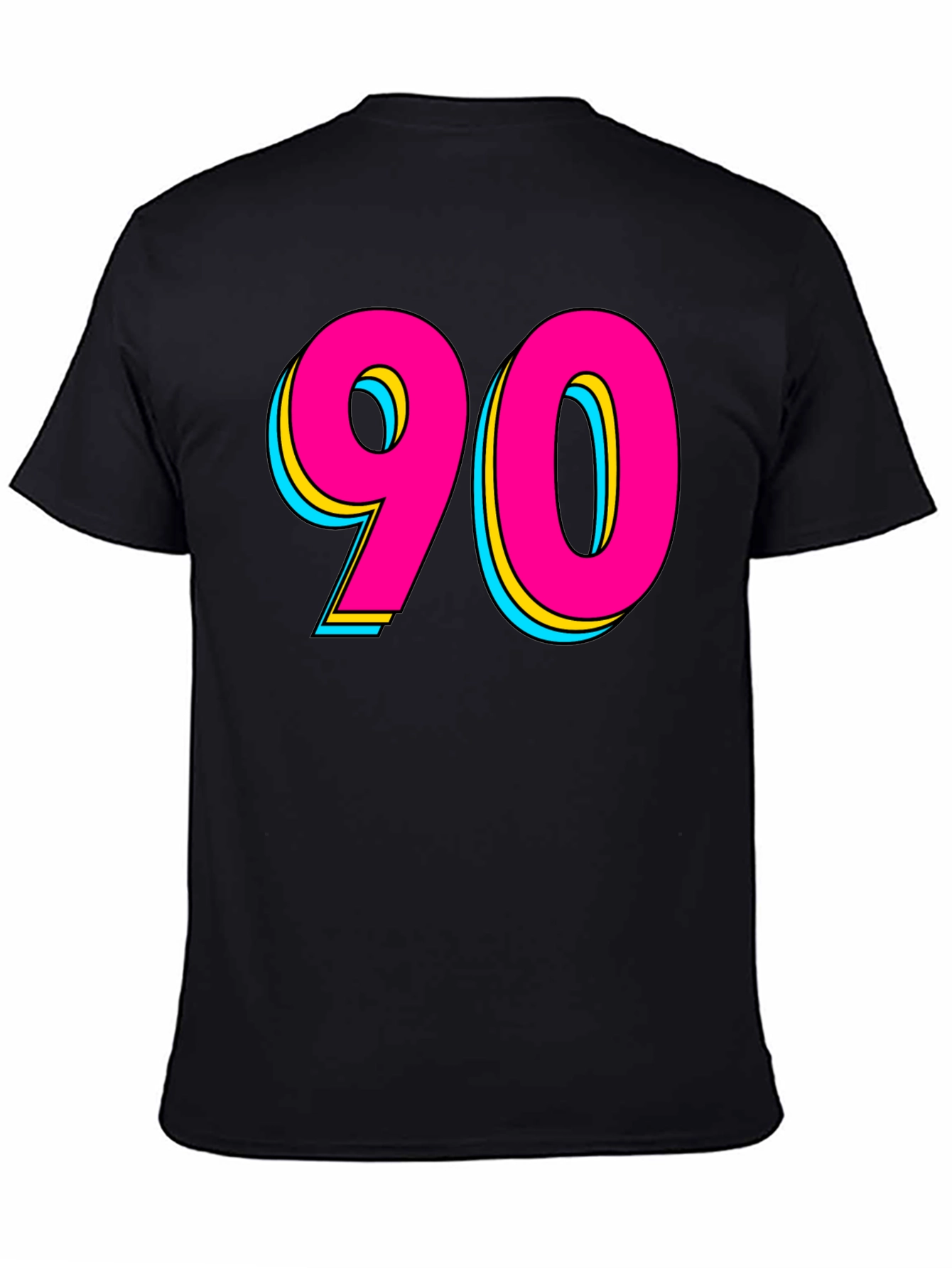 Black 90s Style Graphic Tee - Retro Neon Design view 4
