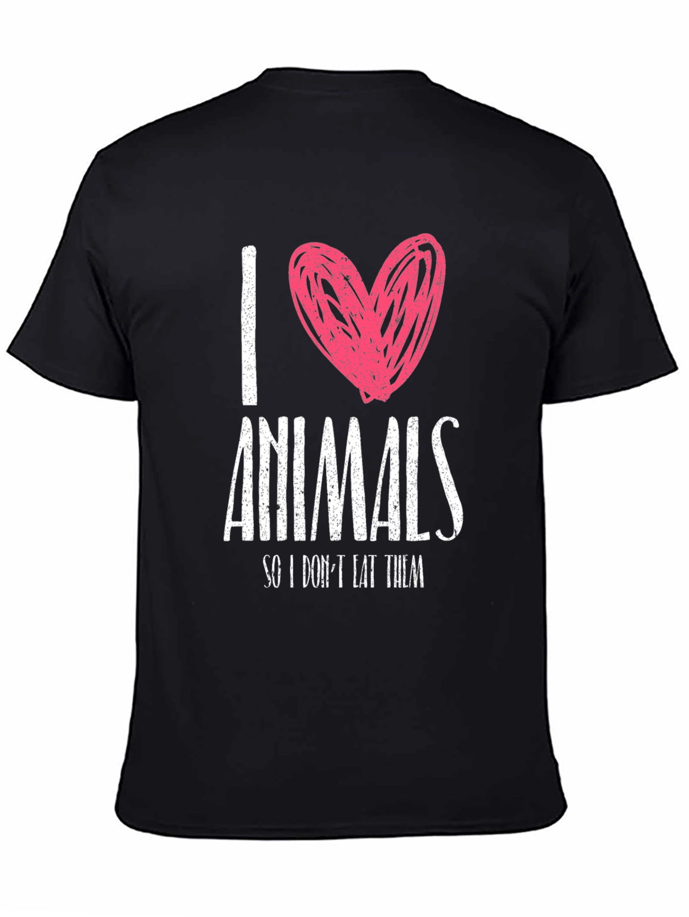 Black I Love Animals T-Shirt - Vegan Tee view 4