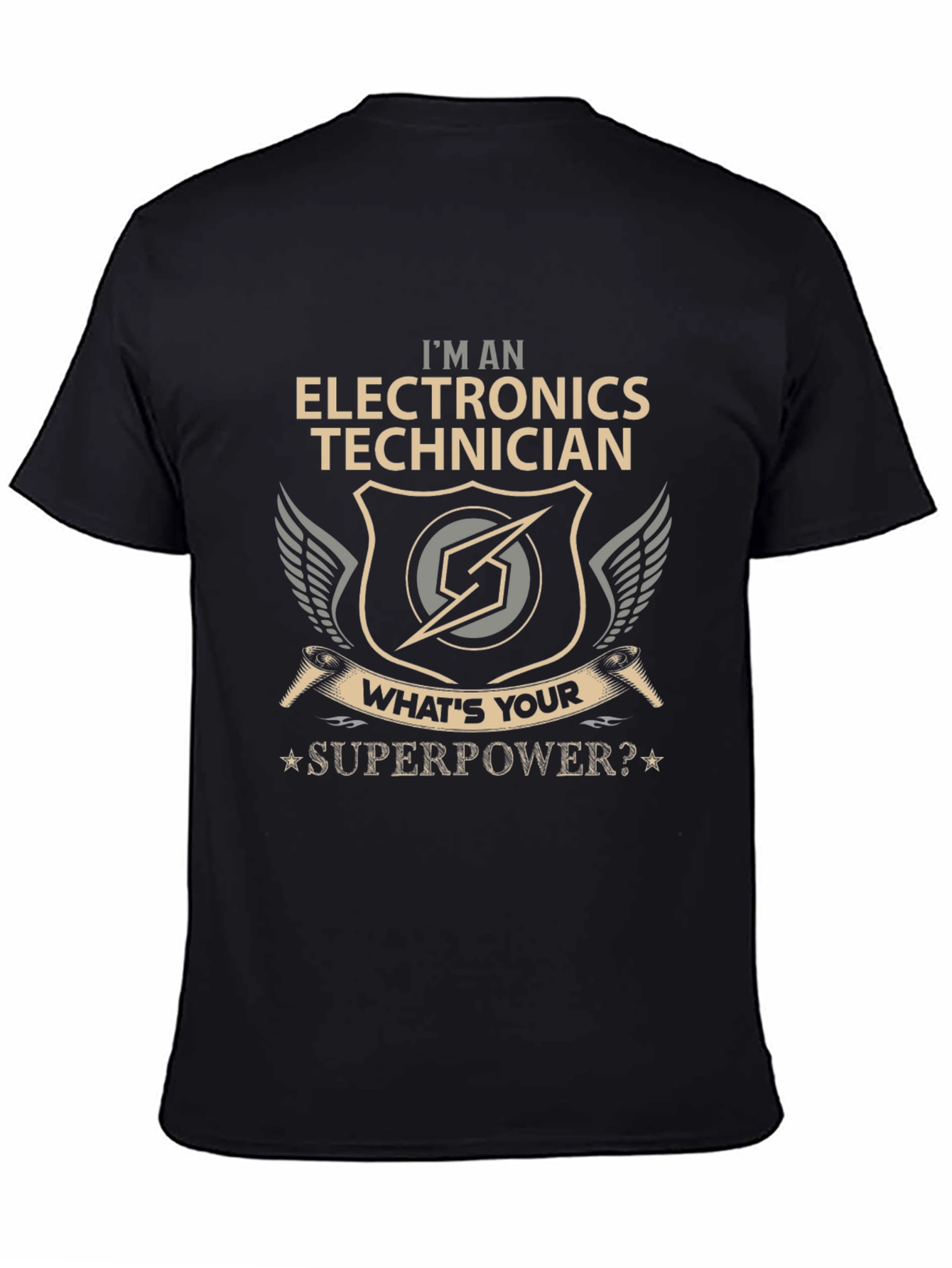 Black Electronics Technician Superpower T-Shirt view 4