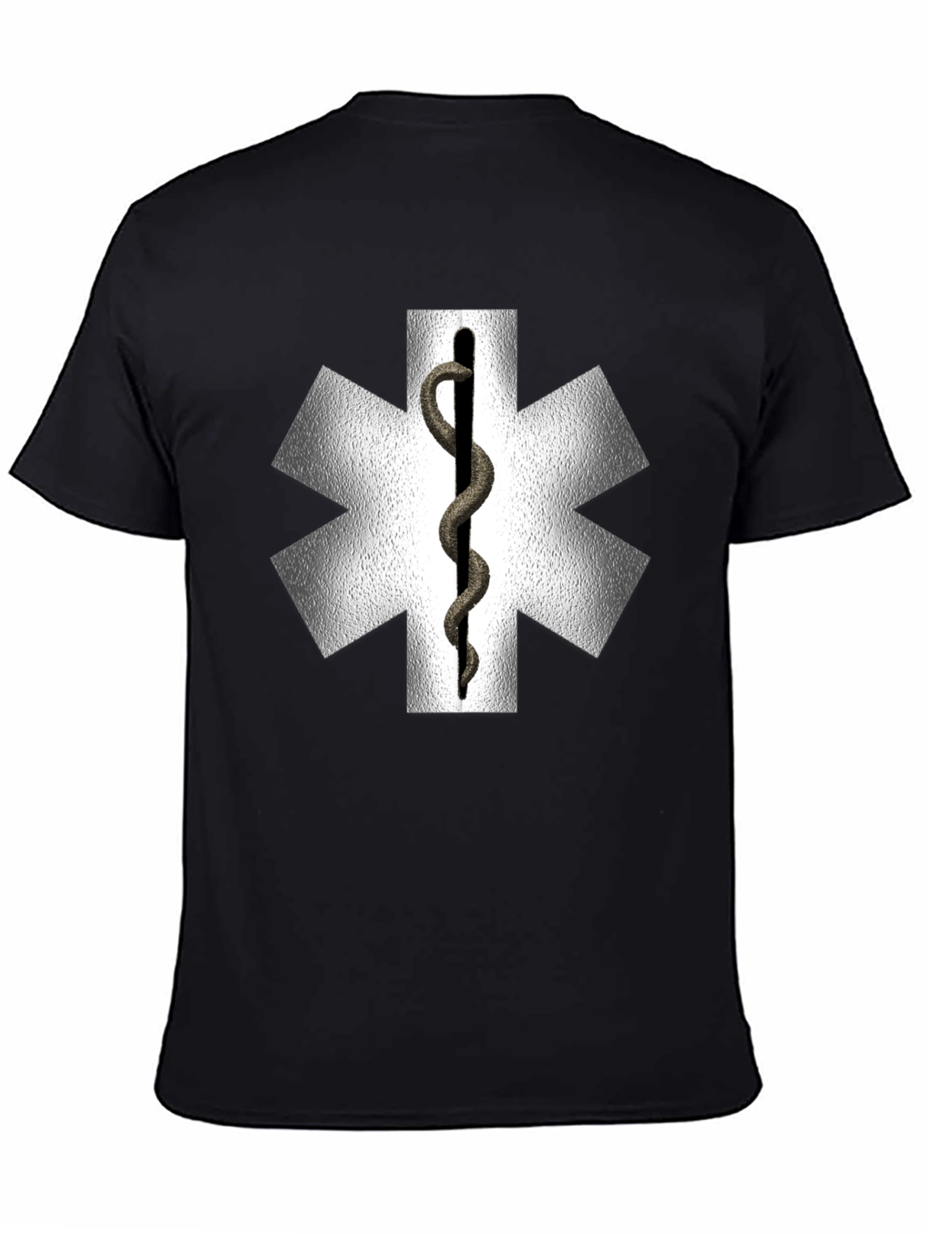 Black Star of Life Medical Symbol Black T-Shirt view 4