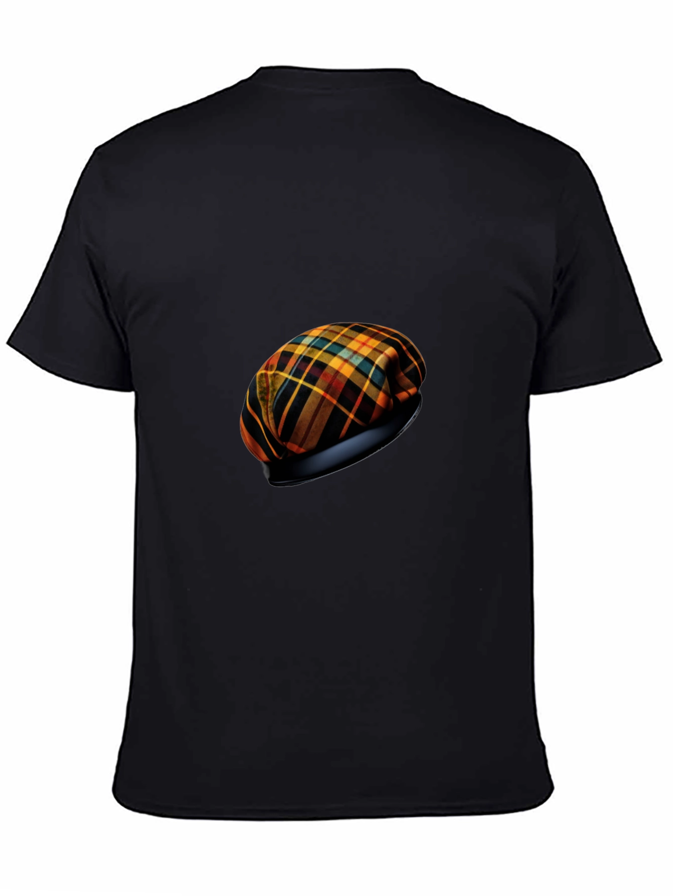 Black Stylish Tartan Beret T-Shirt view 4
