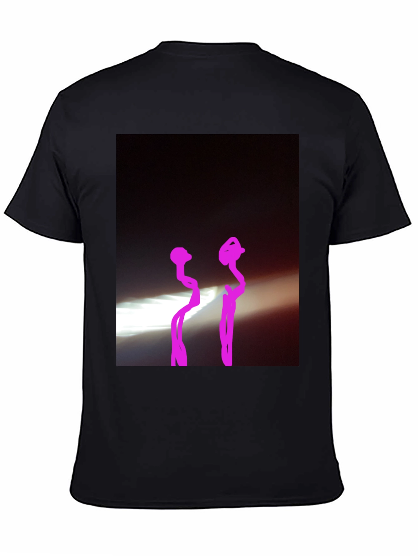 Black Black Graphic Tee with Abstract Design view 4