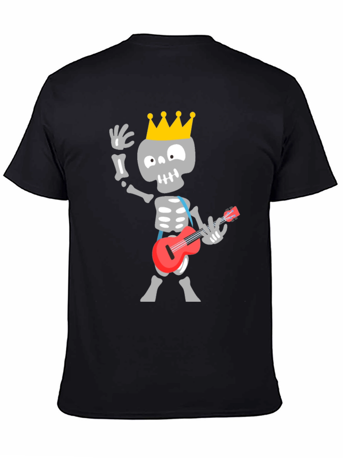Black Skeleton King Guitar Player Black T-Shirt view 4