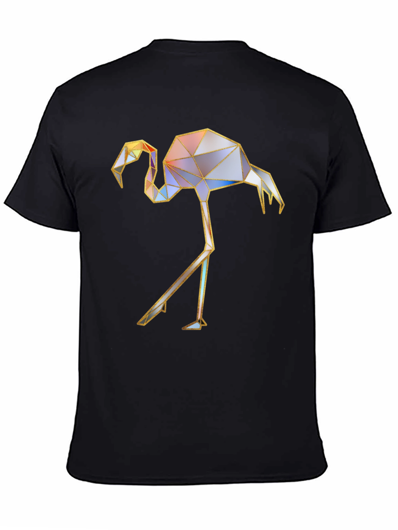 Black Geometric Flamingo Graphic T-Shirt view 4