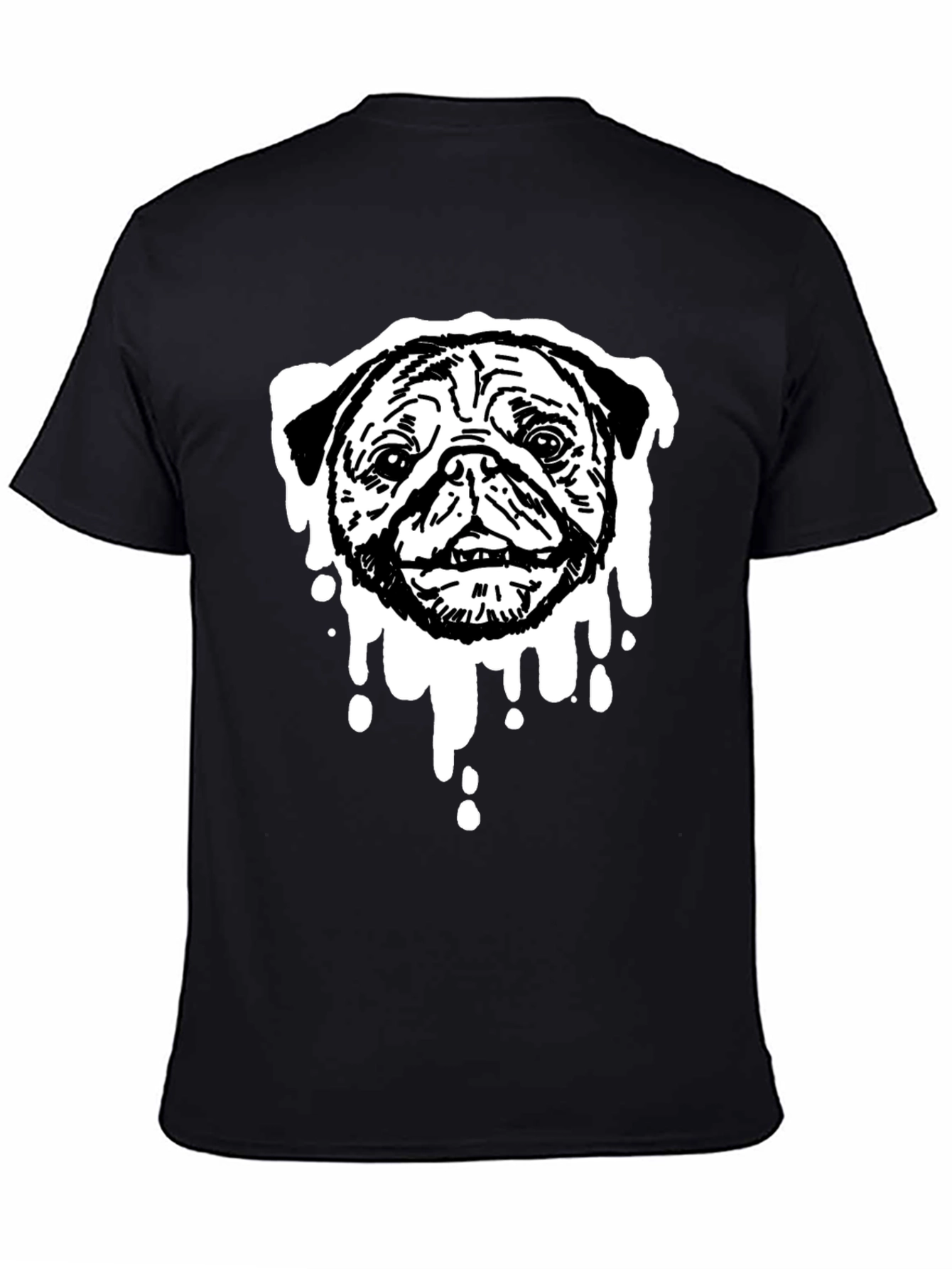Black Pug Drip Graphic Tee - Black Cotton Blend view 4