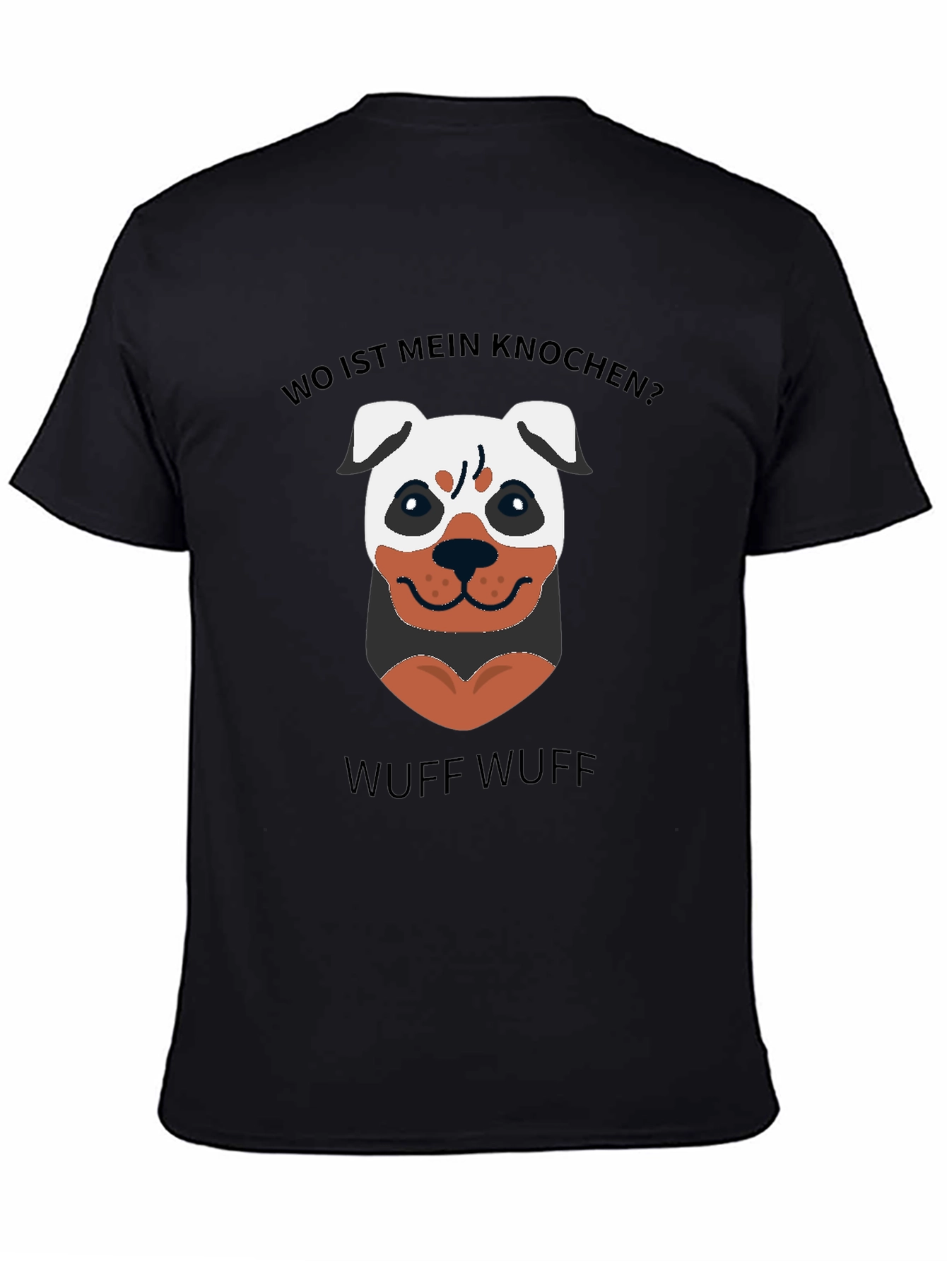Black Wo Ist Mein Knochen? Funny Dog T-Shirt view 4