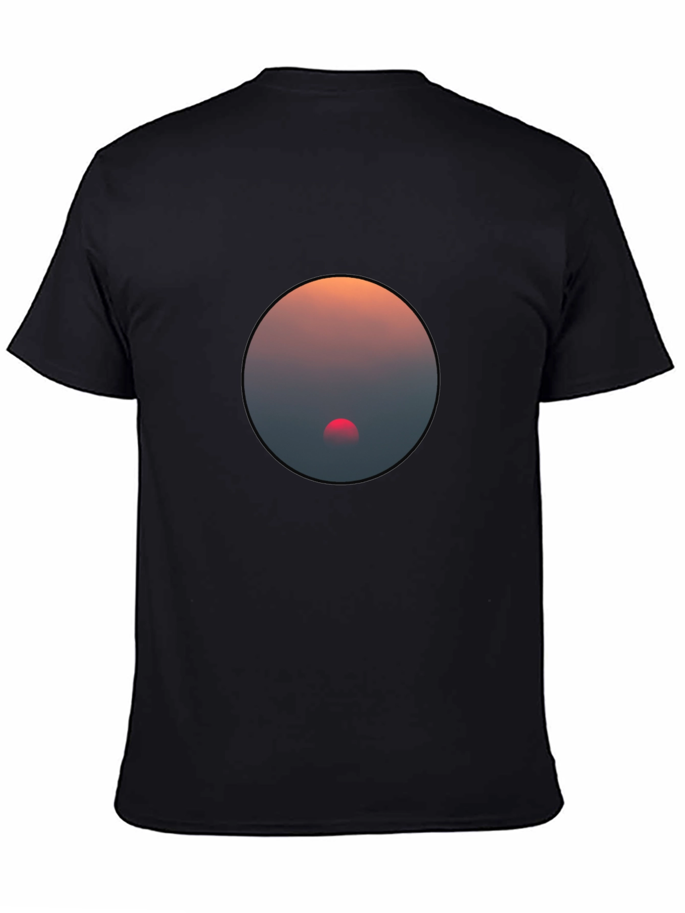 Black Sunset Circle Graphic Black T-Shirt view 4