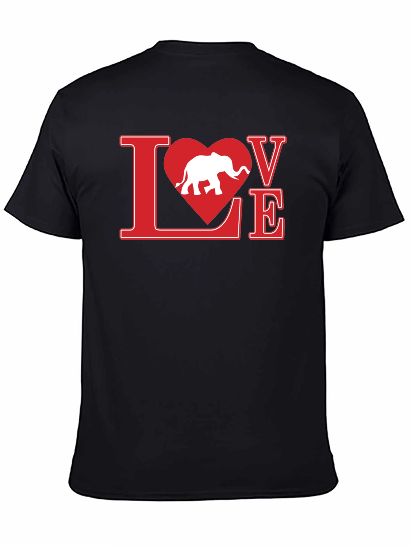 Black Love Elephant Graphic Tee - Black Cotton T-Shirt view 4