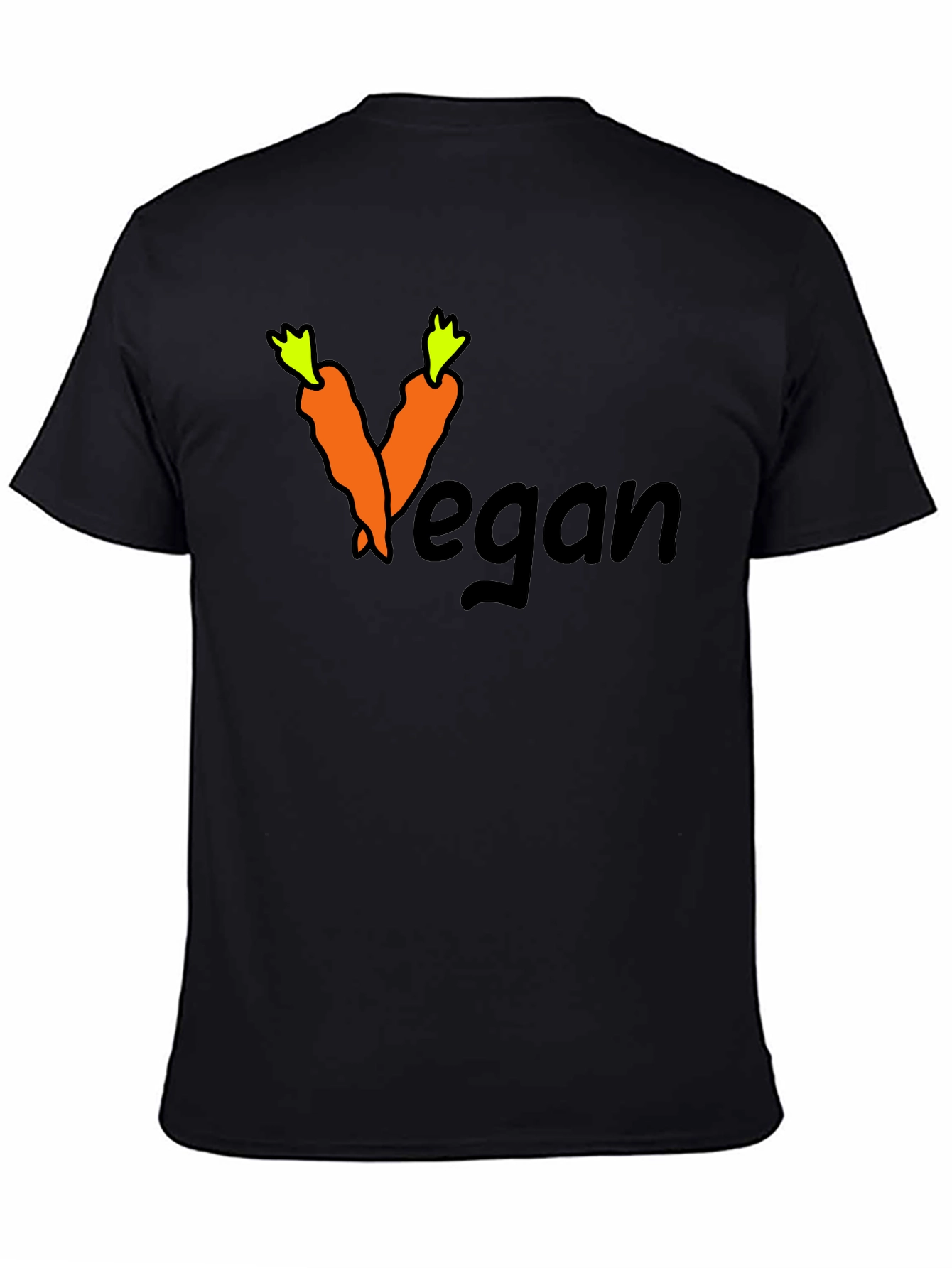 Black Vegan Carrot Graphic Black T-Shirt view 4