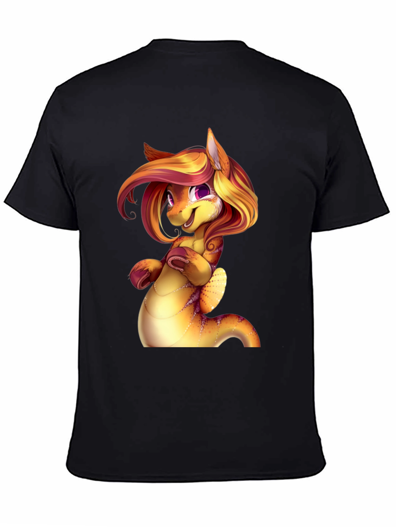 Black Cartoon Dragon Creature Graphic Tee Shirt view 4