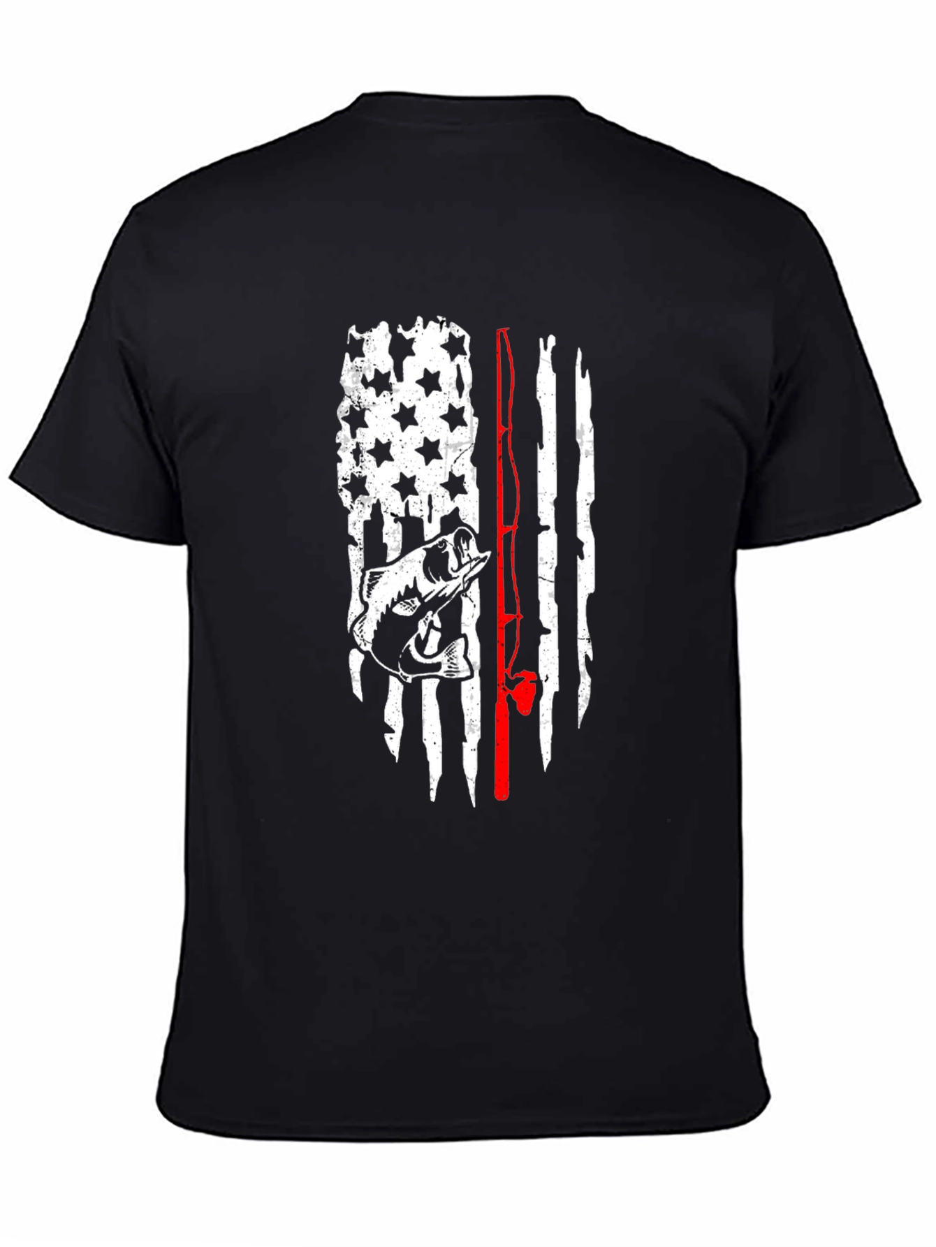 Black Fishing Flag Graphic Tee - Men's Black T-Shirt view 4