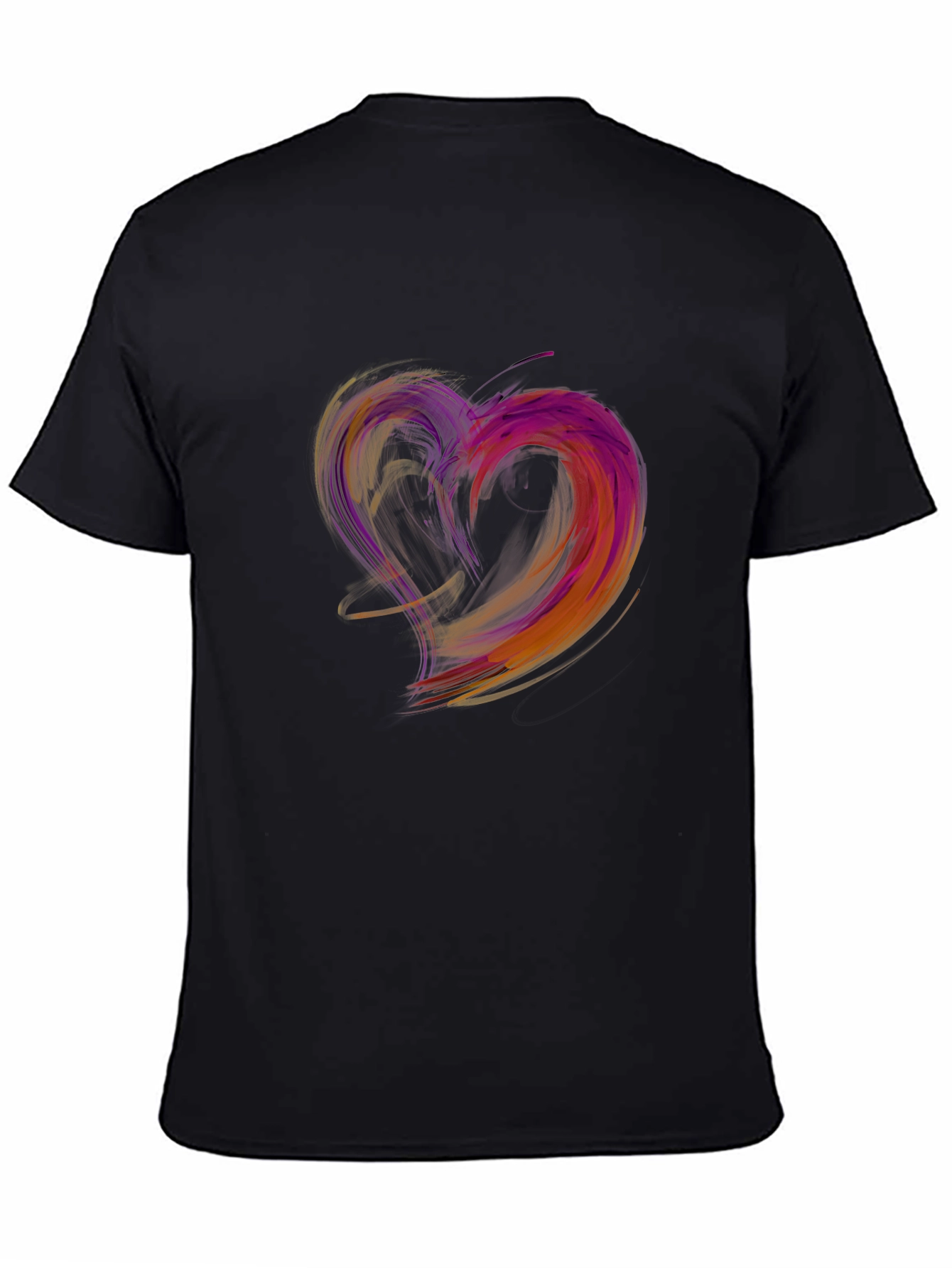 Black Abstract Heart Graphic Black T-Shirt view 4
