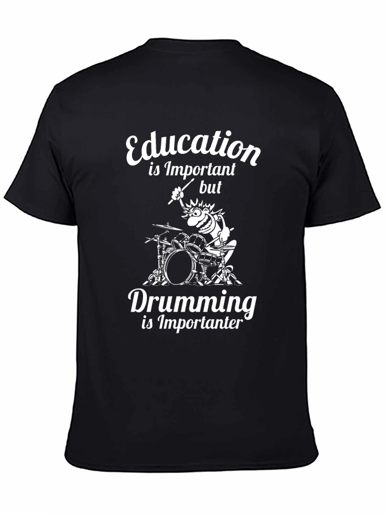 Black Education vs Drumming Funny Graphic Tee view 4
