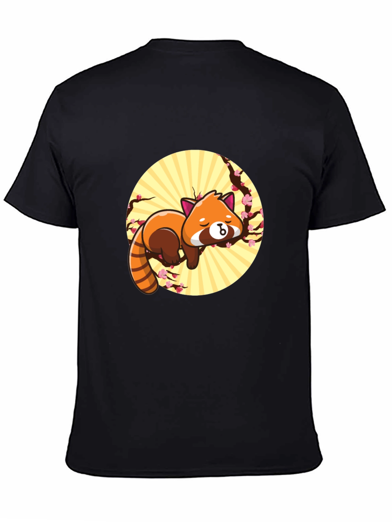 Black Cute Red Panda T-Shirt - Relaxed Graphic Tee view 4