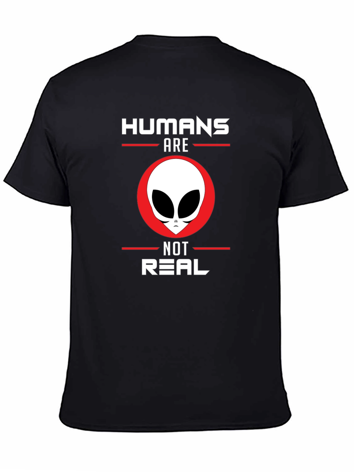 Black Humans Are Not Real Alien Graphic Tee - Black view 4
