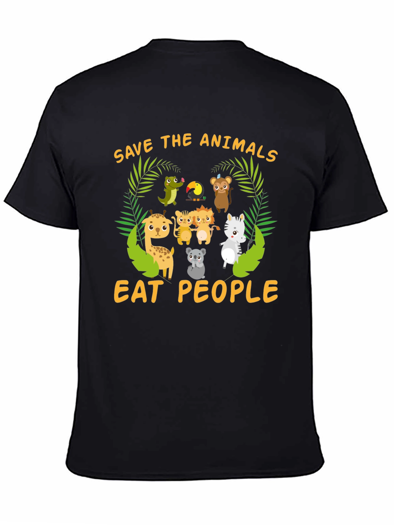 Black Save the Animals, Eat People T-Shirt view 4