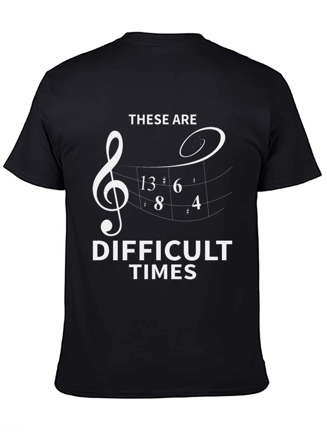 Black Difficult Times Music T-Shirt view 4