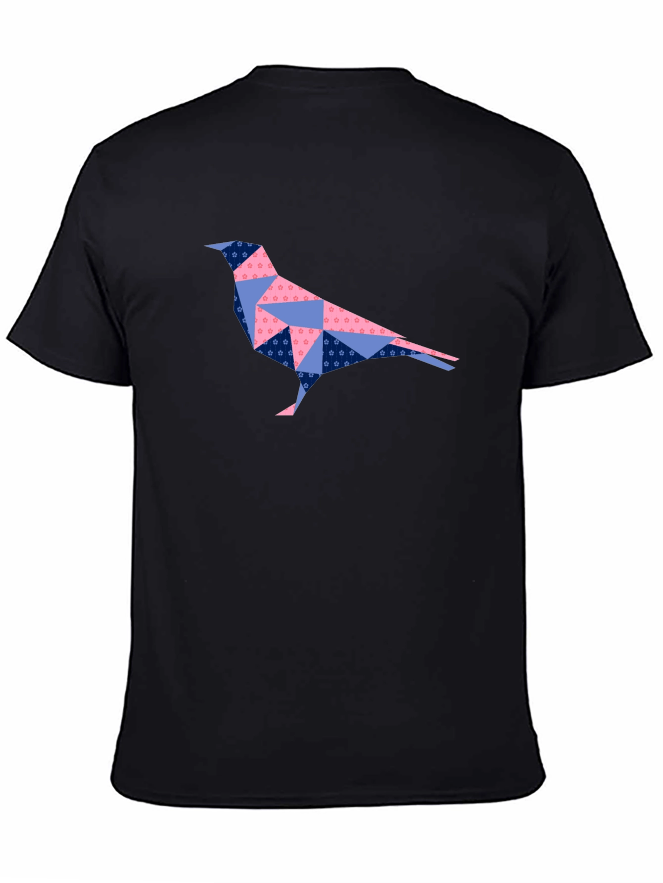 Black Geometric Origami Bird T-Shirt - Unique Design view 4
