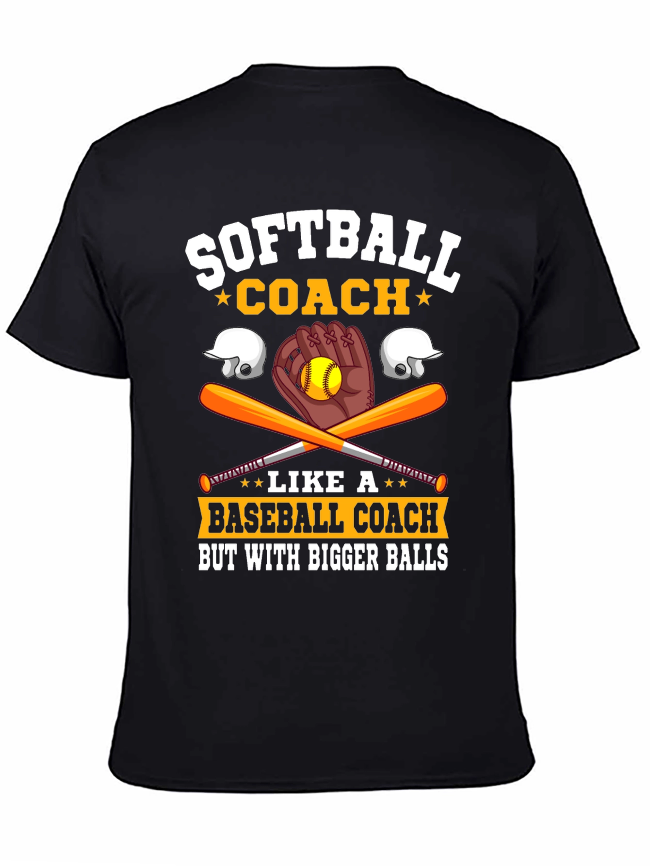 Black Softball Coach Bigger Balls Graphic Tee view 4