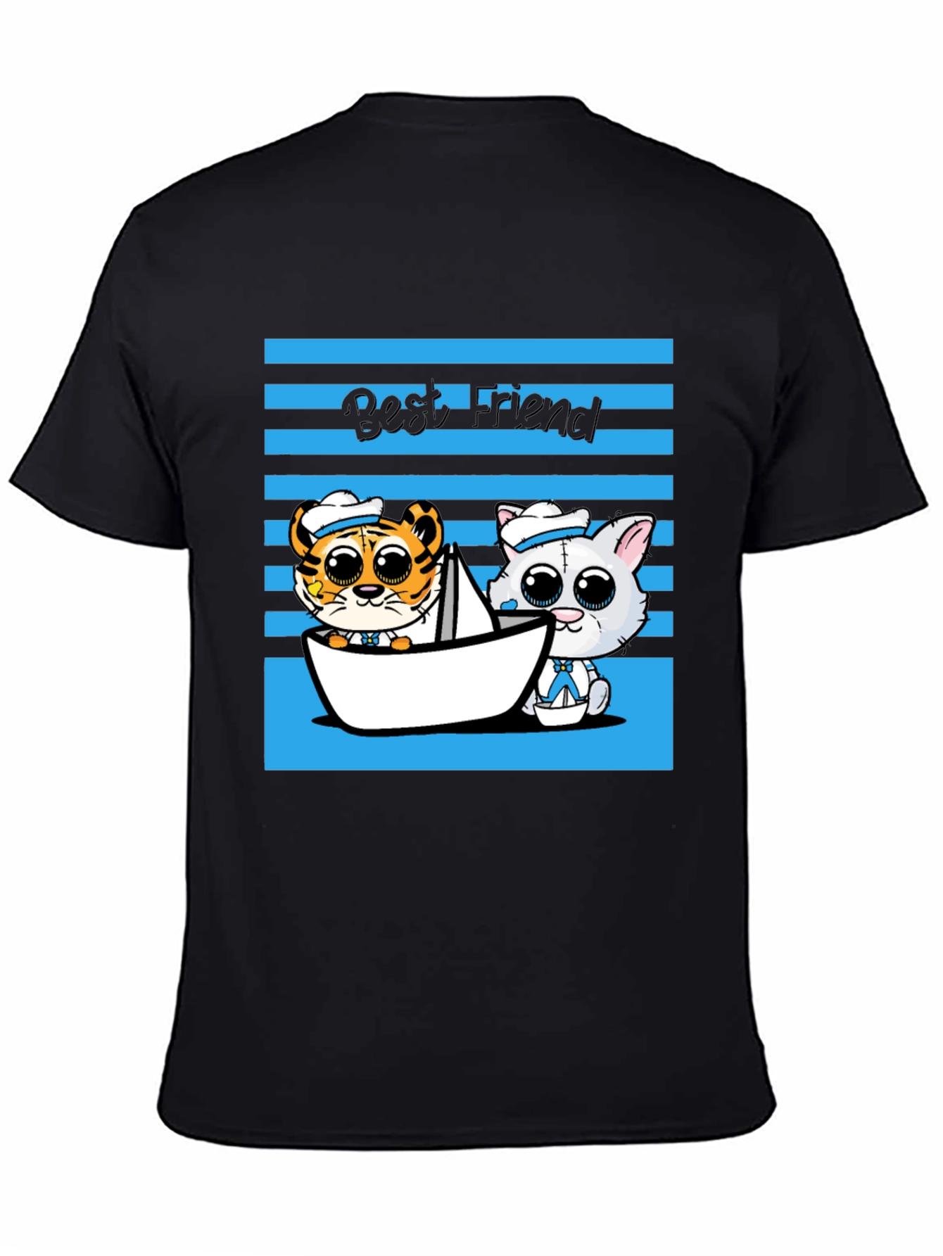 Black Best Friend Cartoon Graphic Tee view 4