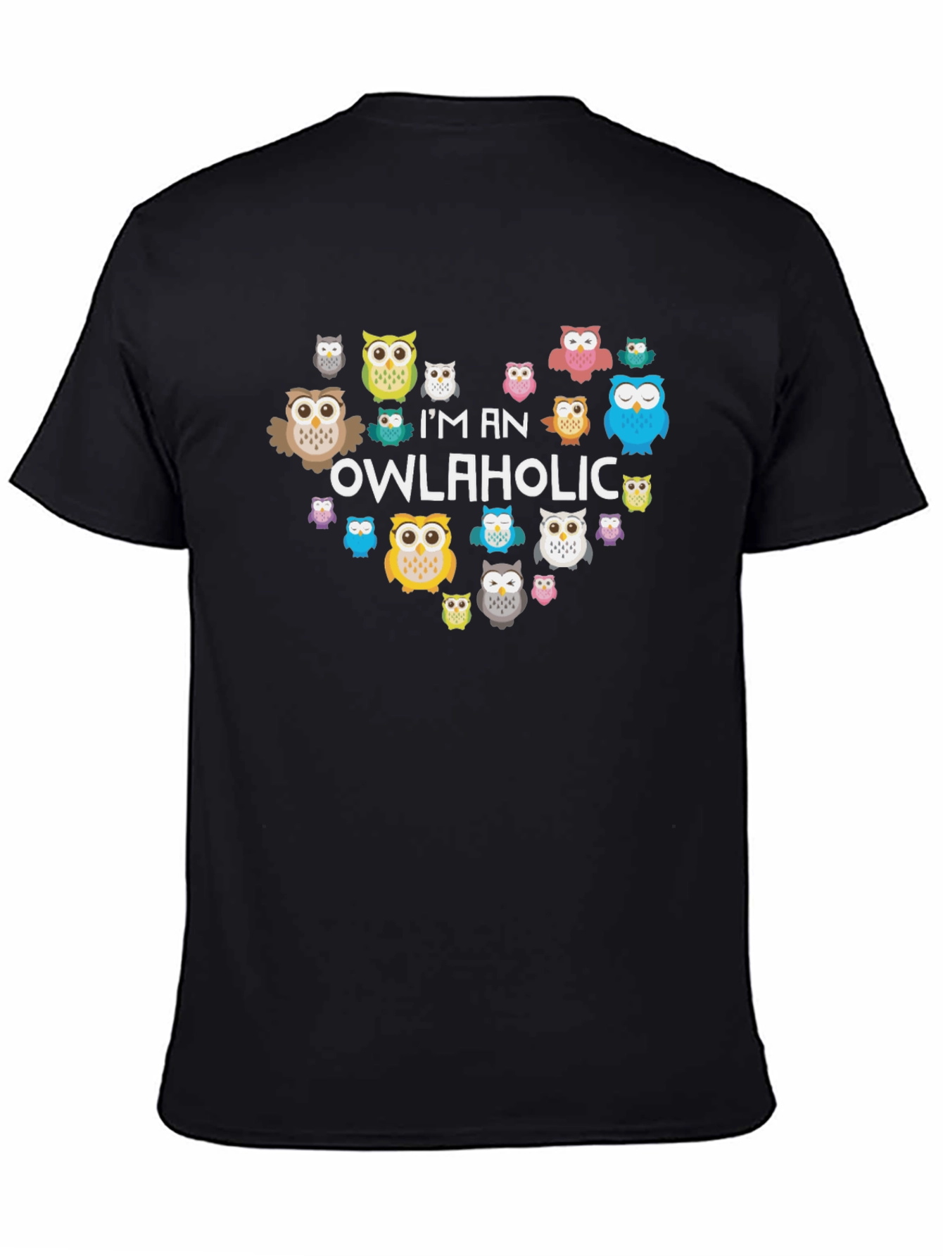 Black Owl Lover T-Shirt - I'm an Owlaholic Graphic Tee view 4