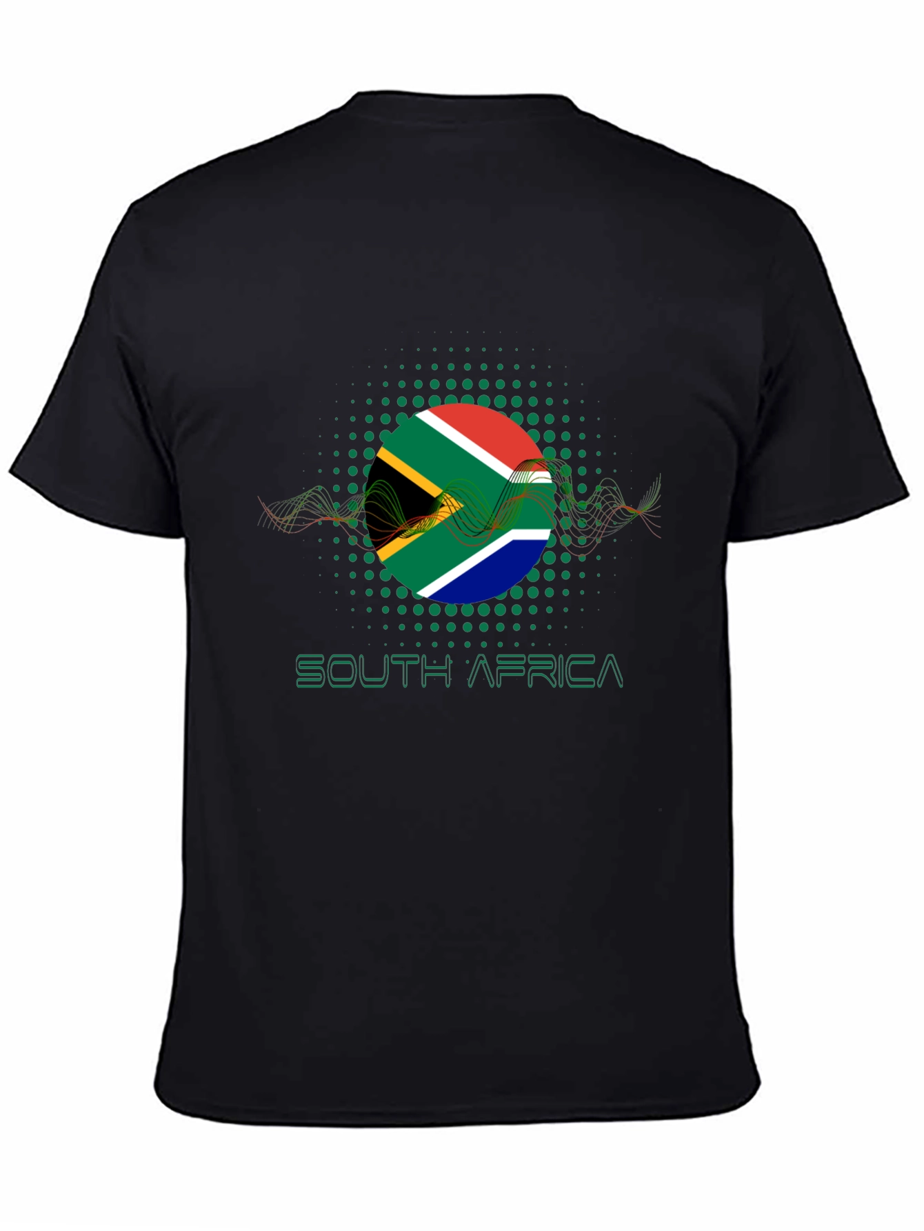 Black South Africa Flag Graphic Black T-Shirt view 4