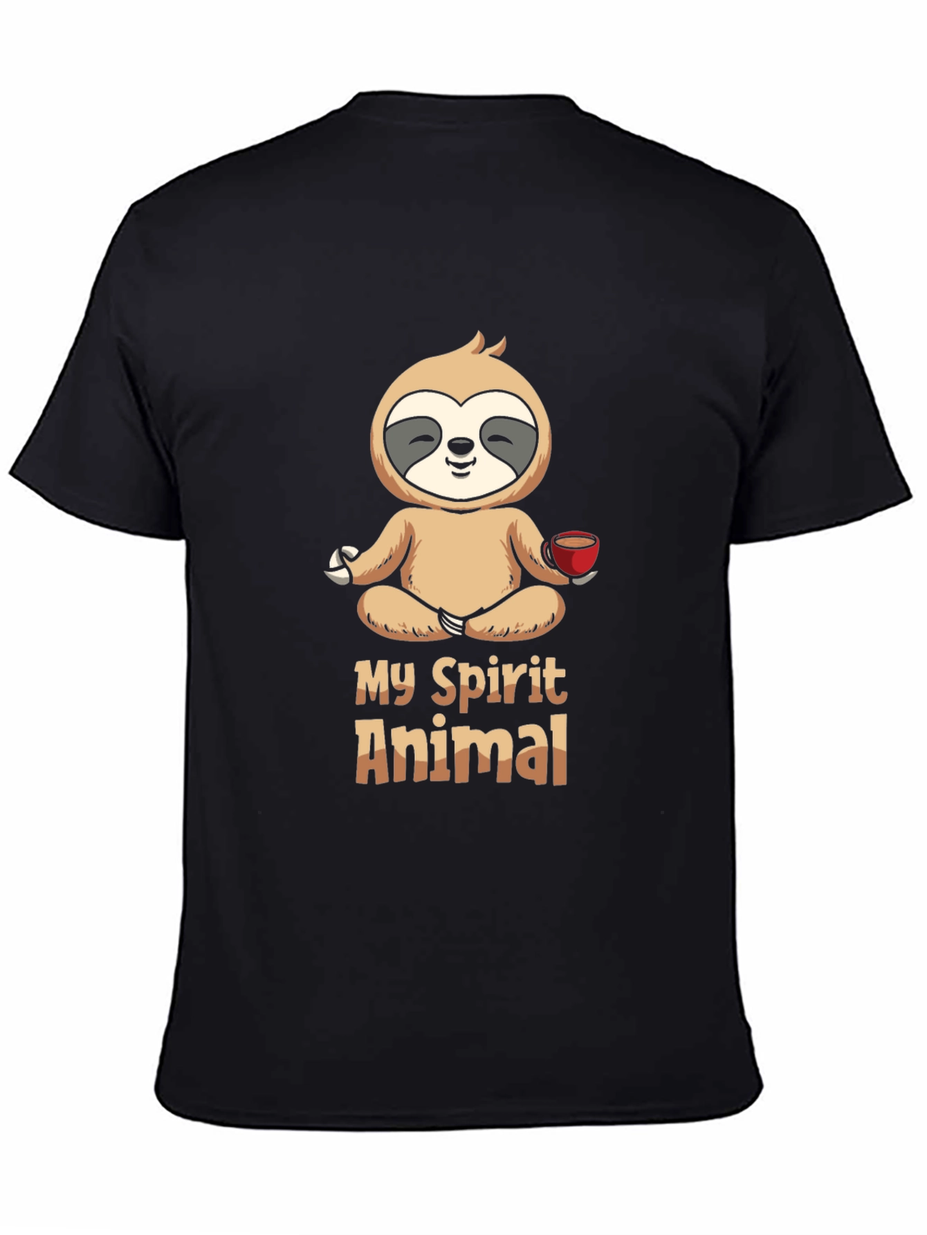 Black My Spirit Animal Sloth Meditation Black T-Shirt view 4