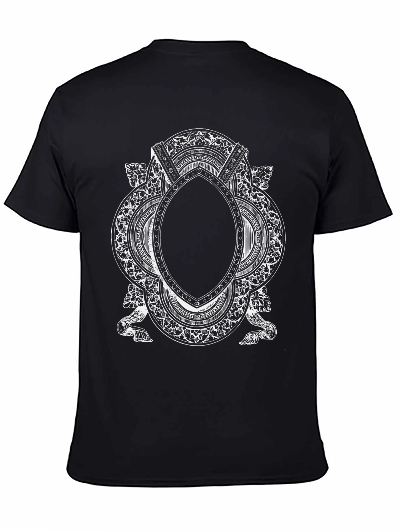 Black Ornate Frame Graphic Tee - Vintage Style Black T-Shirt view 4