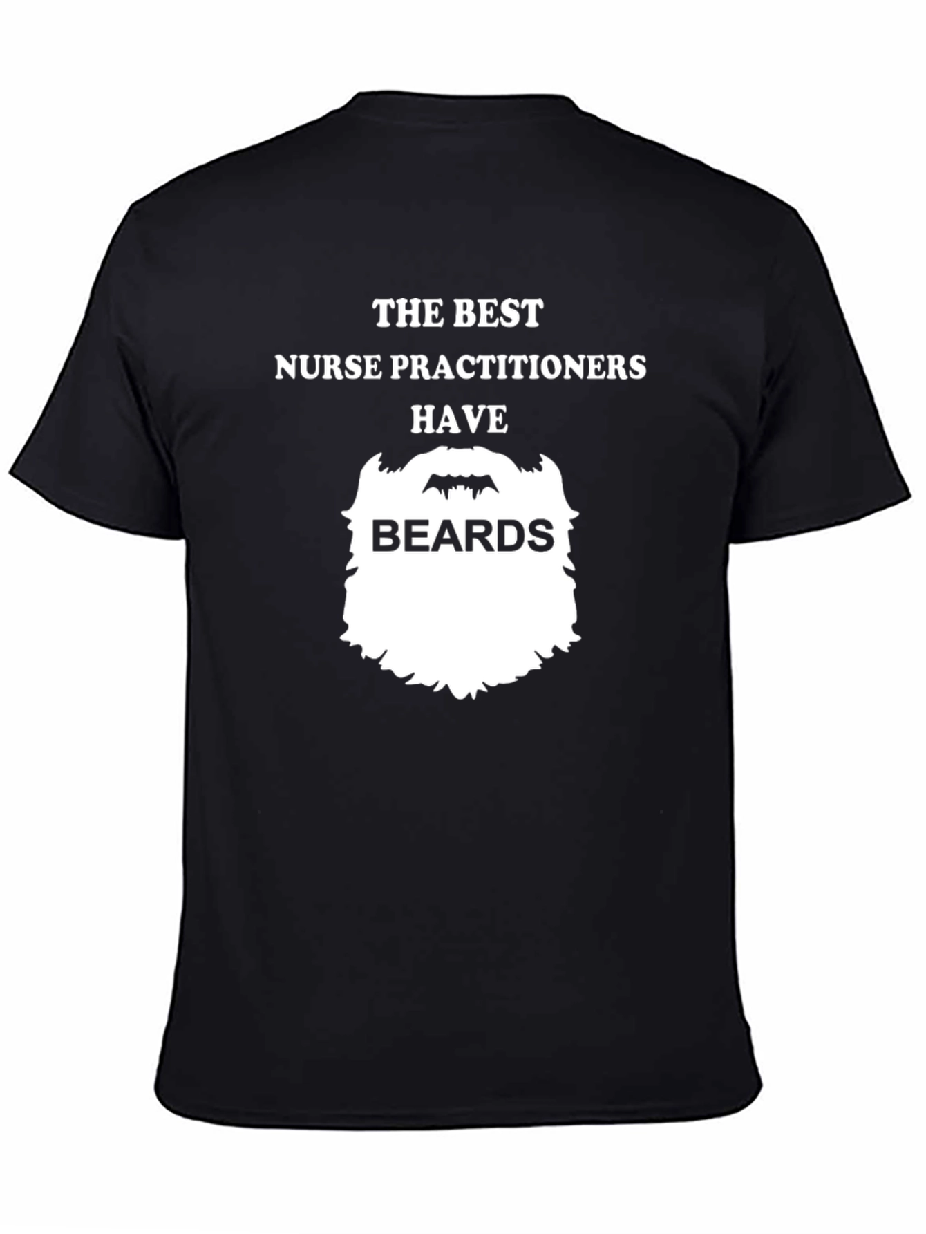 Black Bearded Nurse Practitioner T-Shirt - Black Cotton Tee view 4