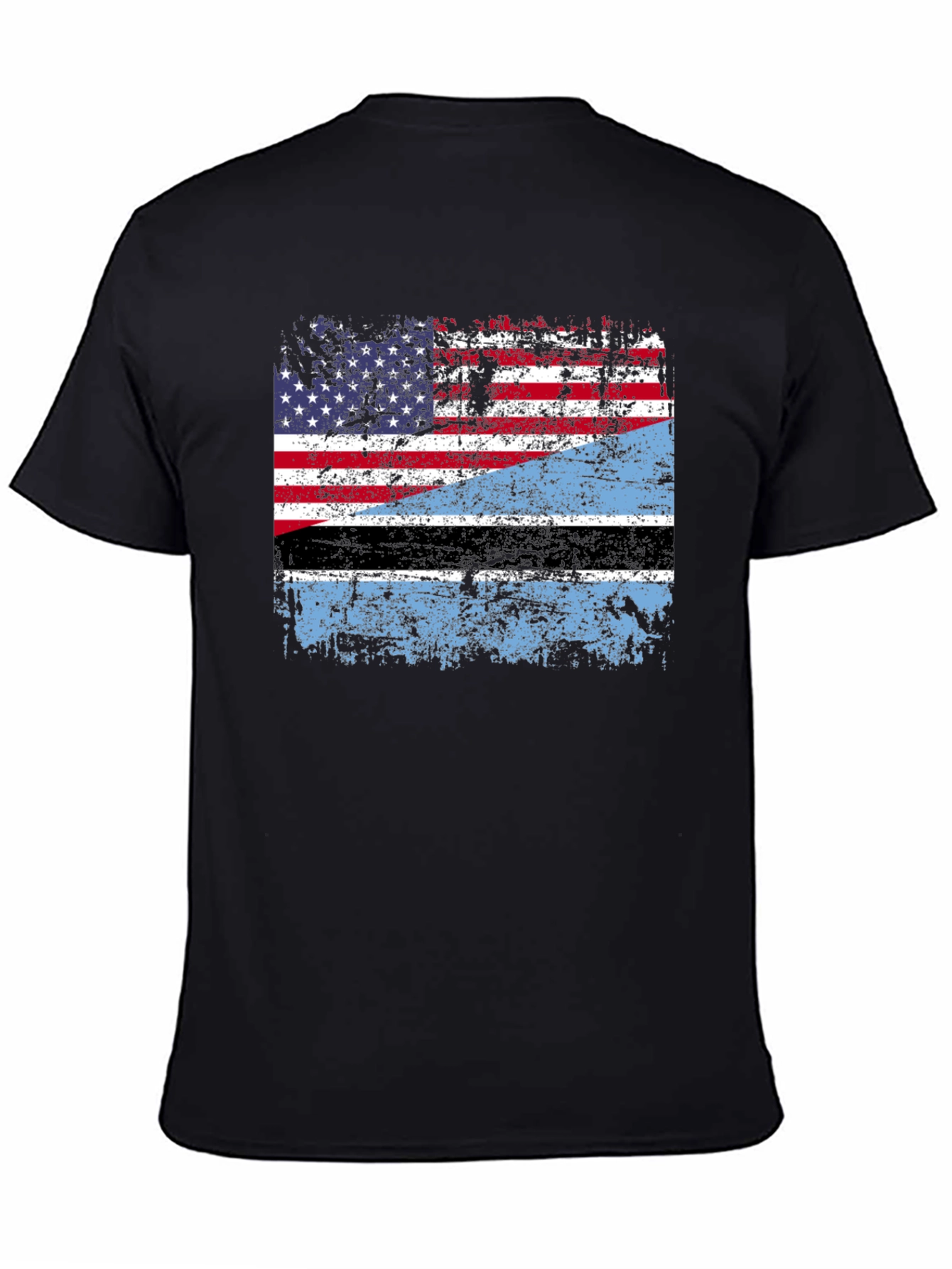 Black USA Botswana Flag Graphic Tee view 4