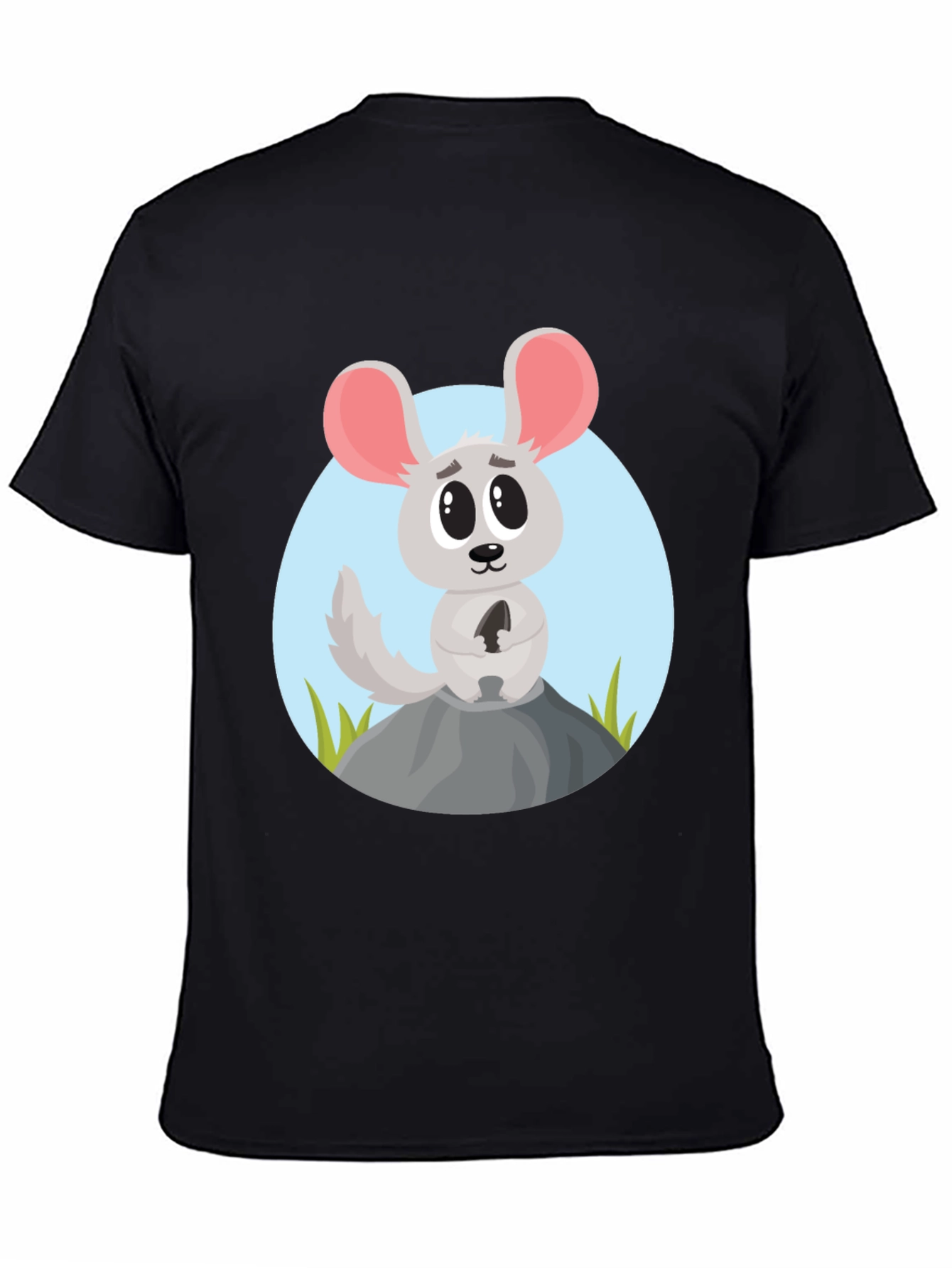 Black Cartoon Mouse Graphic Tee - Cute Animal Design Shirt view 4