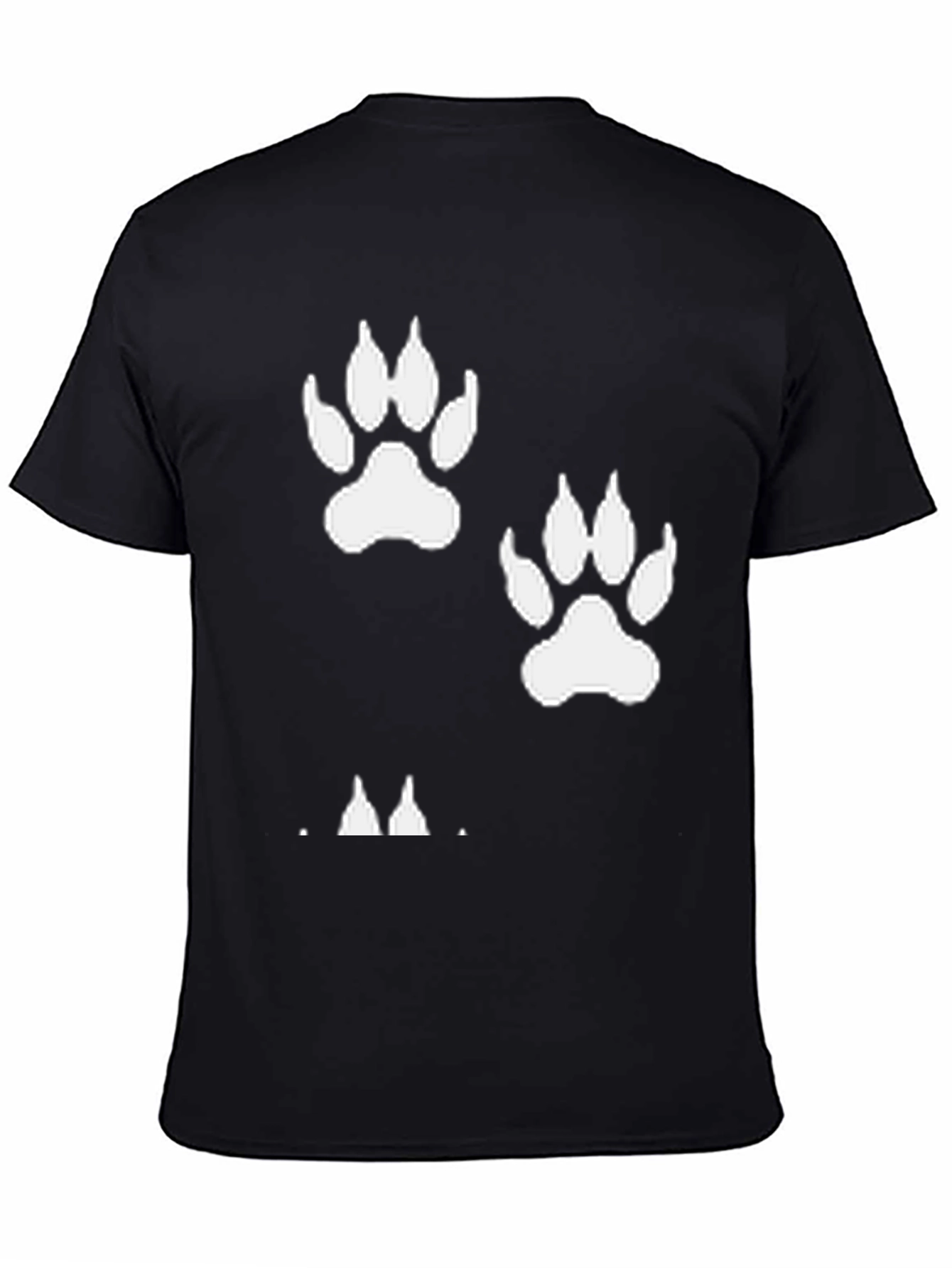 Black Black T-Shirt with White Paw Prints view 4