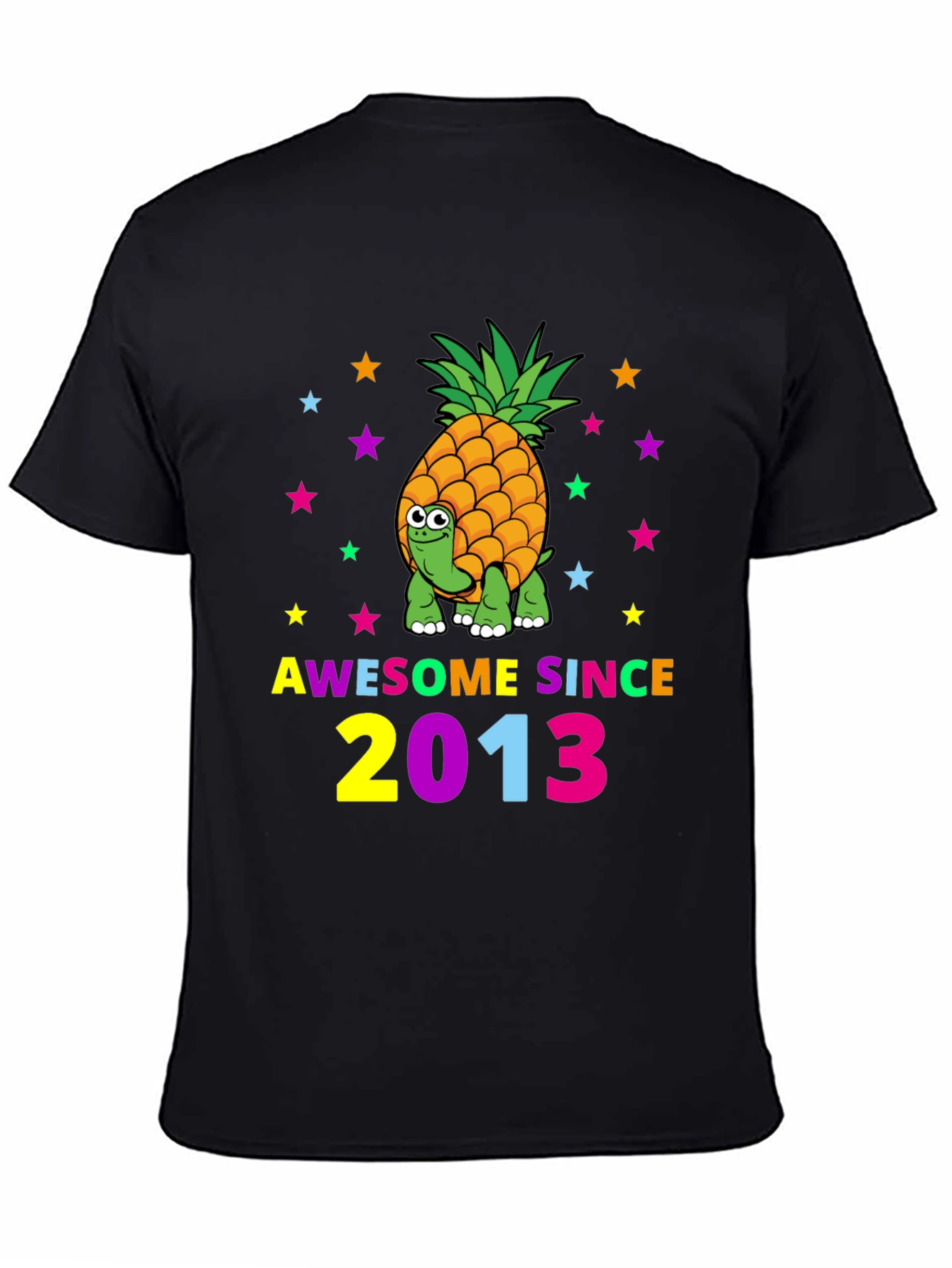 Black Awesome Since 2013 Pineapple Turtle Graphic T-Shirt view 4