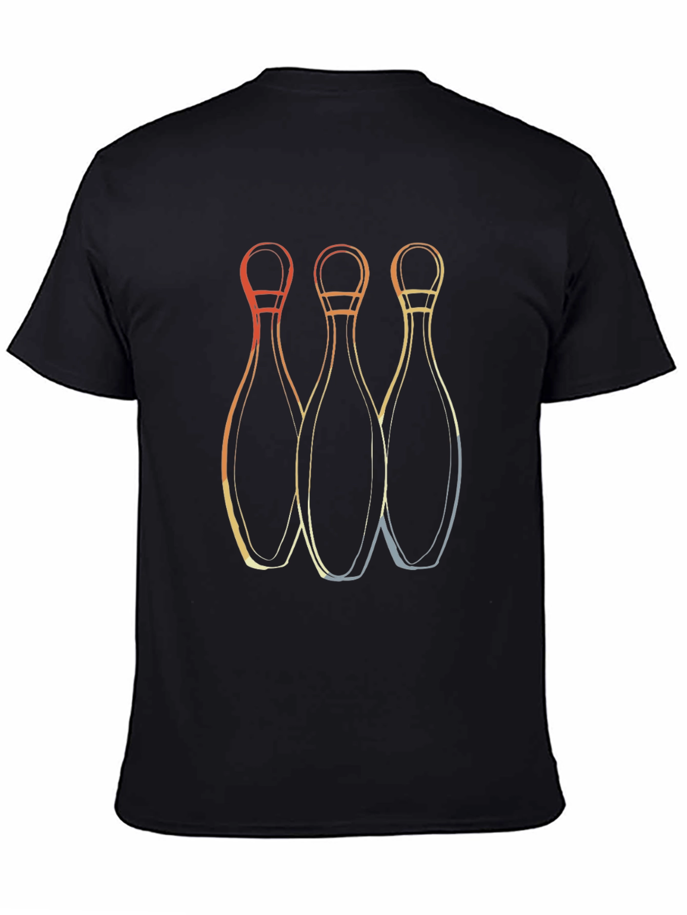 Black Retro Bowling Pins Graphic T-Shirt view 4