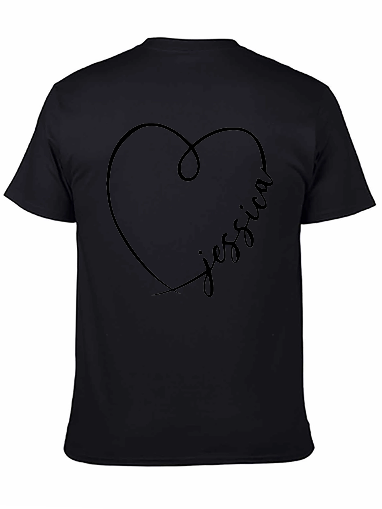 Black Personalized Jessica Heart T-Shirt - Black view 4