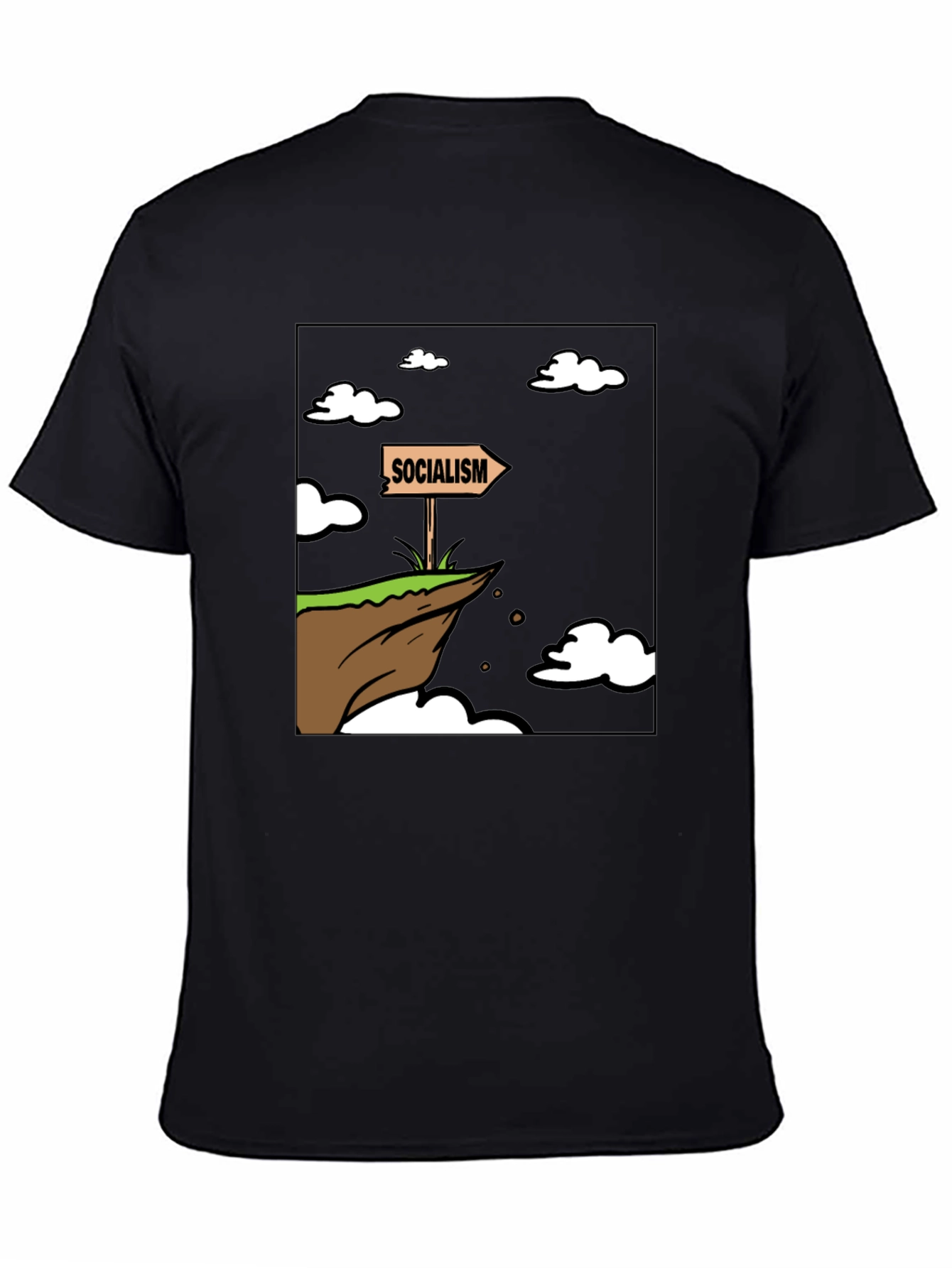 Black Socialism Cliff Edge Humor Graphic Tee view 4