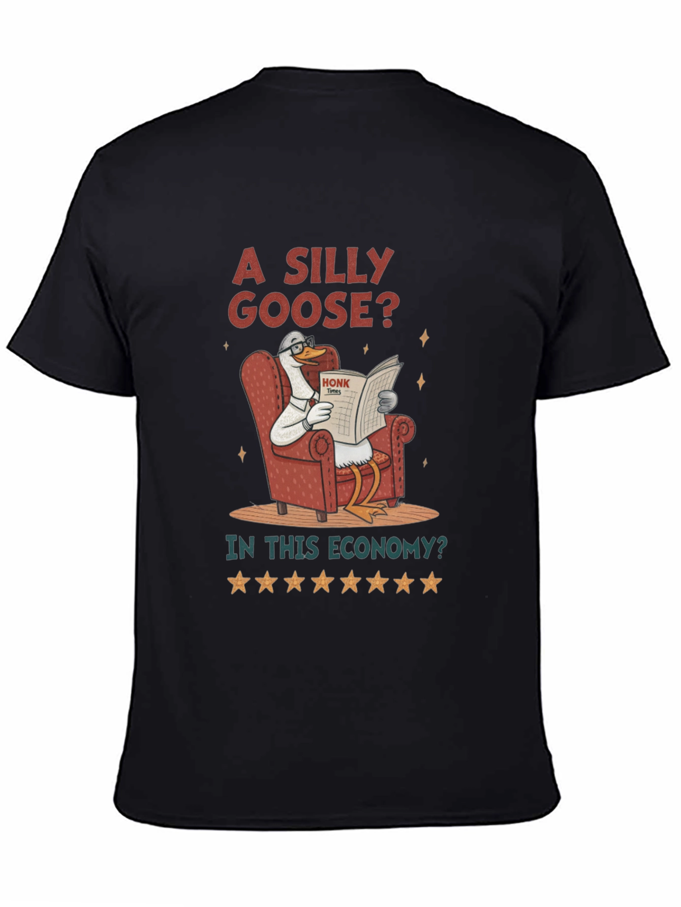 Black Silly Goose Economy T-Shirt - Humorous Graphic Tee view 4