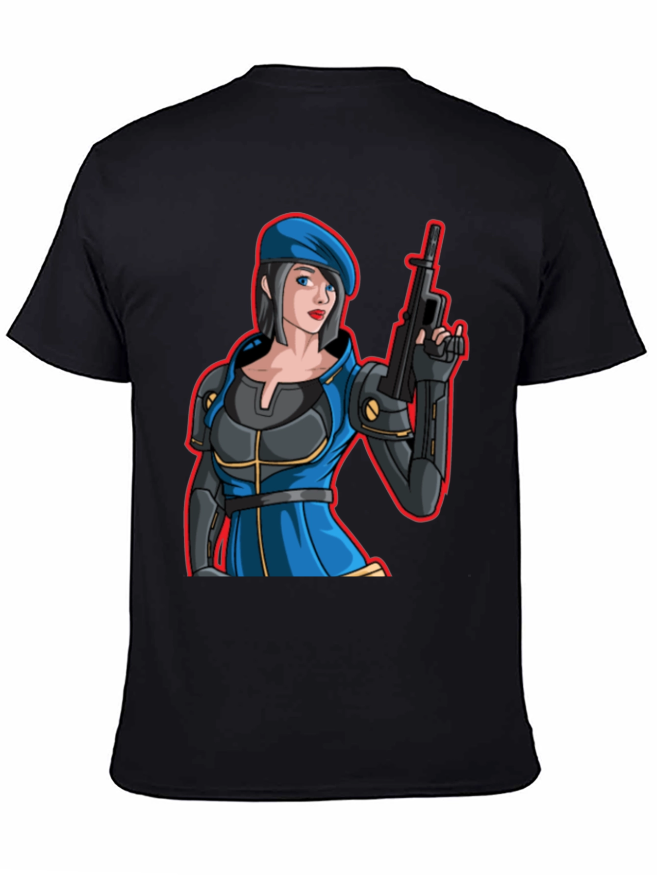 Black Cartoon Soldier Woman T-Shirt view 4