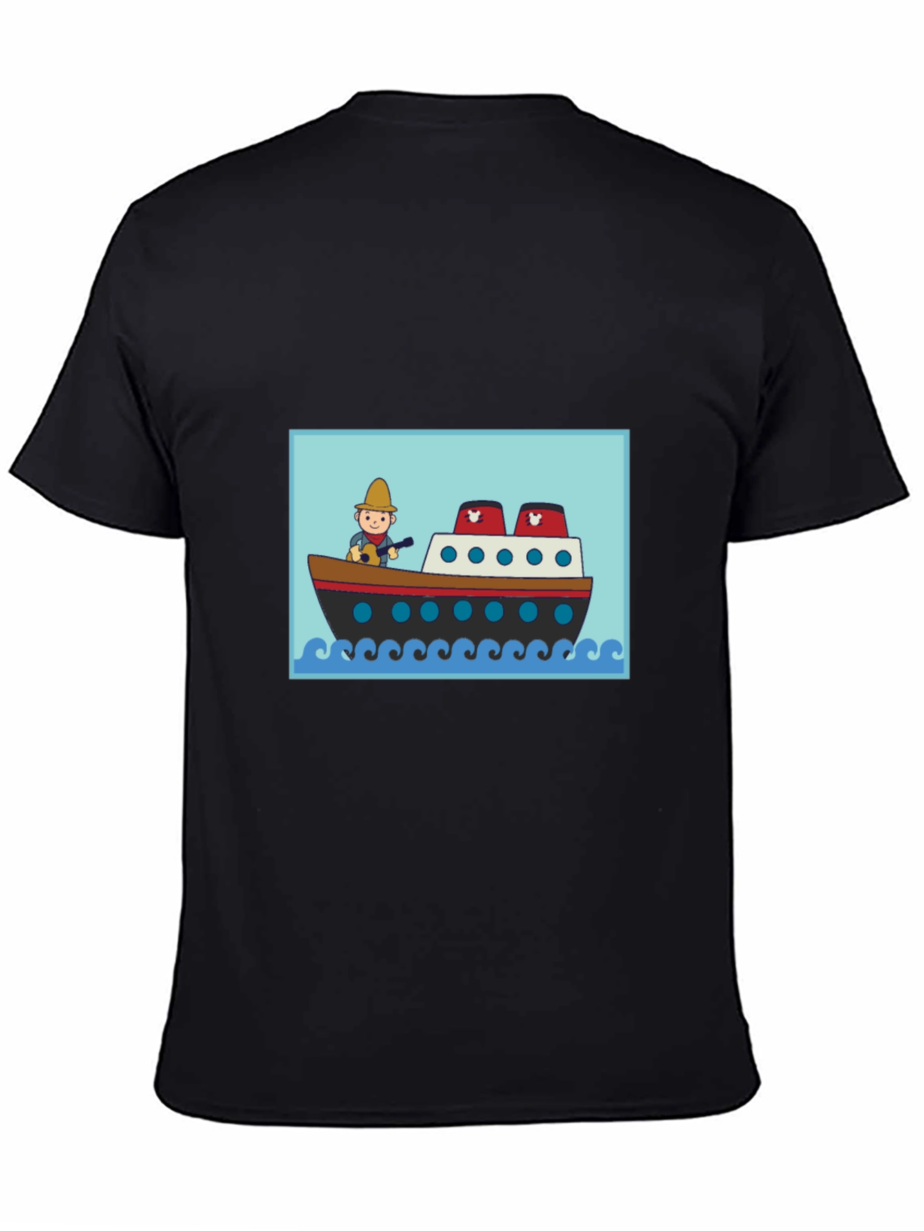Black Cartoon Ship T-Shirt - Novelty Graphic Tee view 4