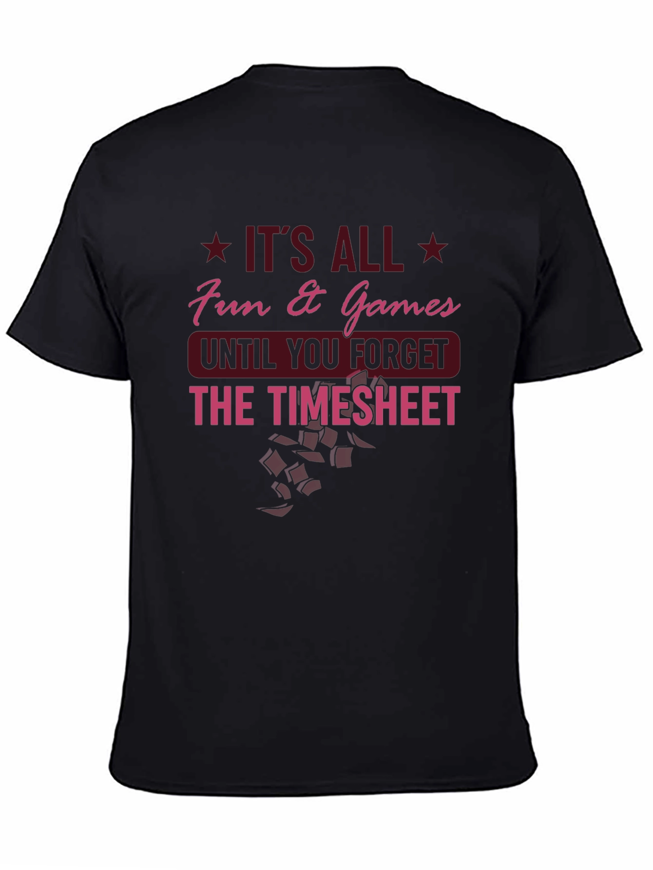 Black Fun & Games Timesheet T-Shirt view 4
