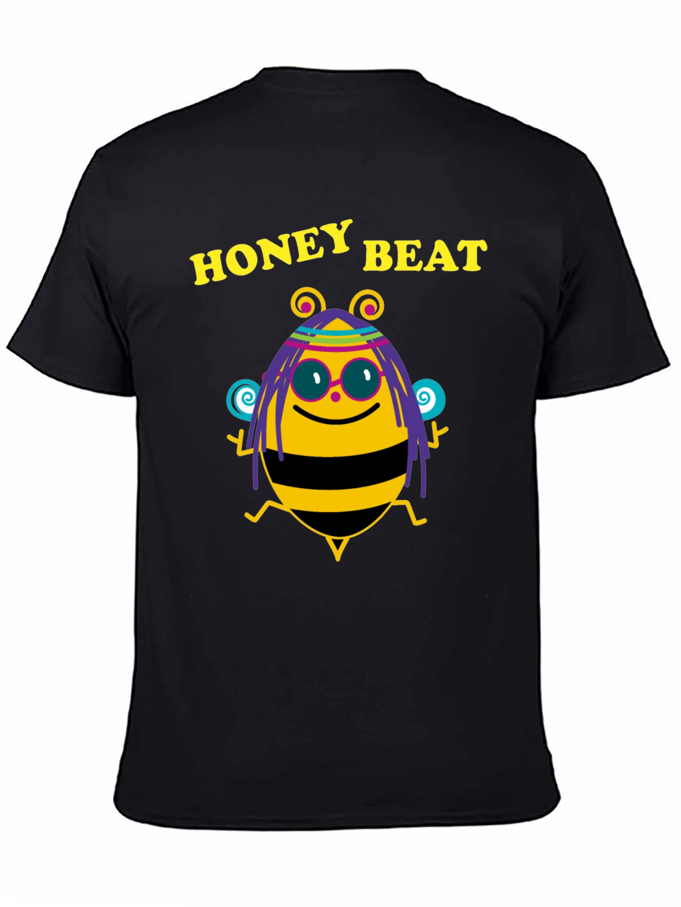 Black Honey Beat Bee Graphic Black T-Shirt view 4