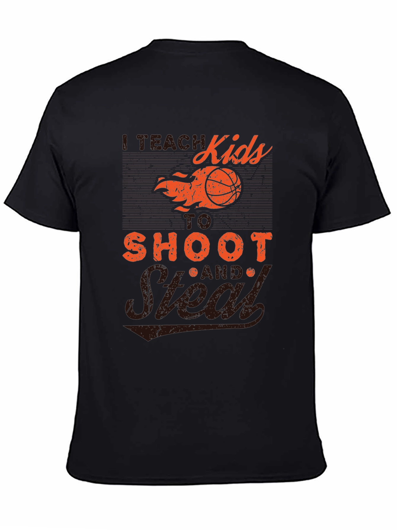 Black I Teach Kids to Shoot & Steal T-Shirt view 4