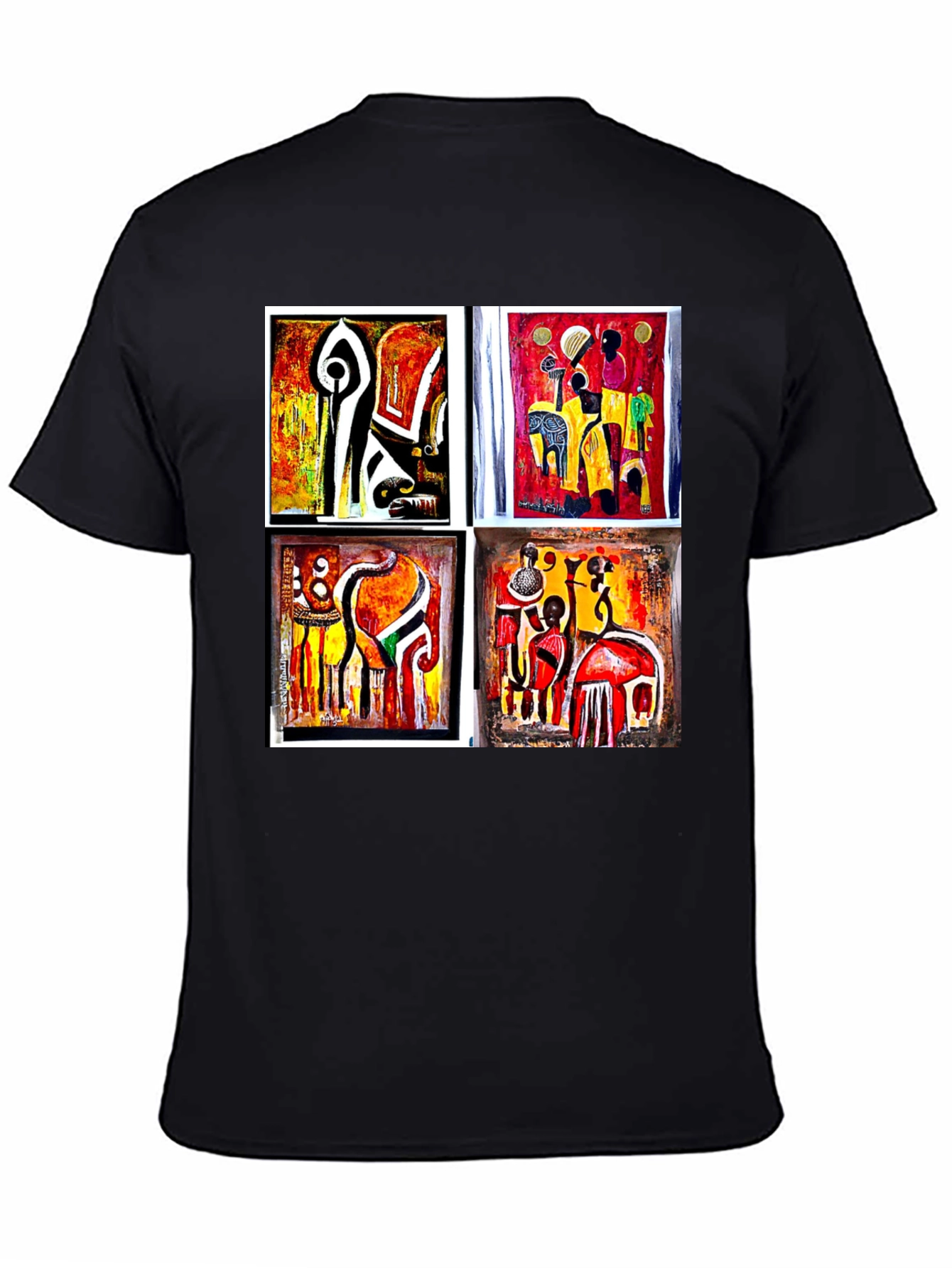 Black Abstract Art Collage Black Tee view 4