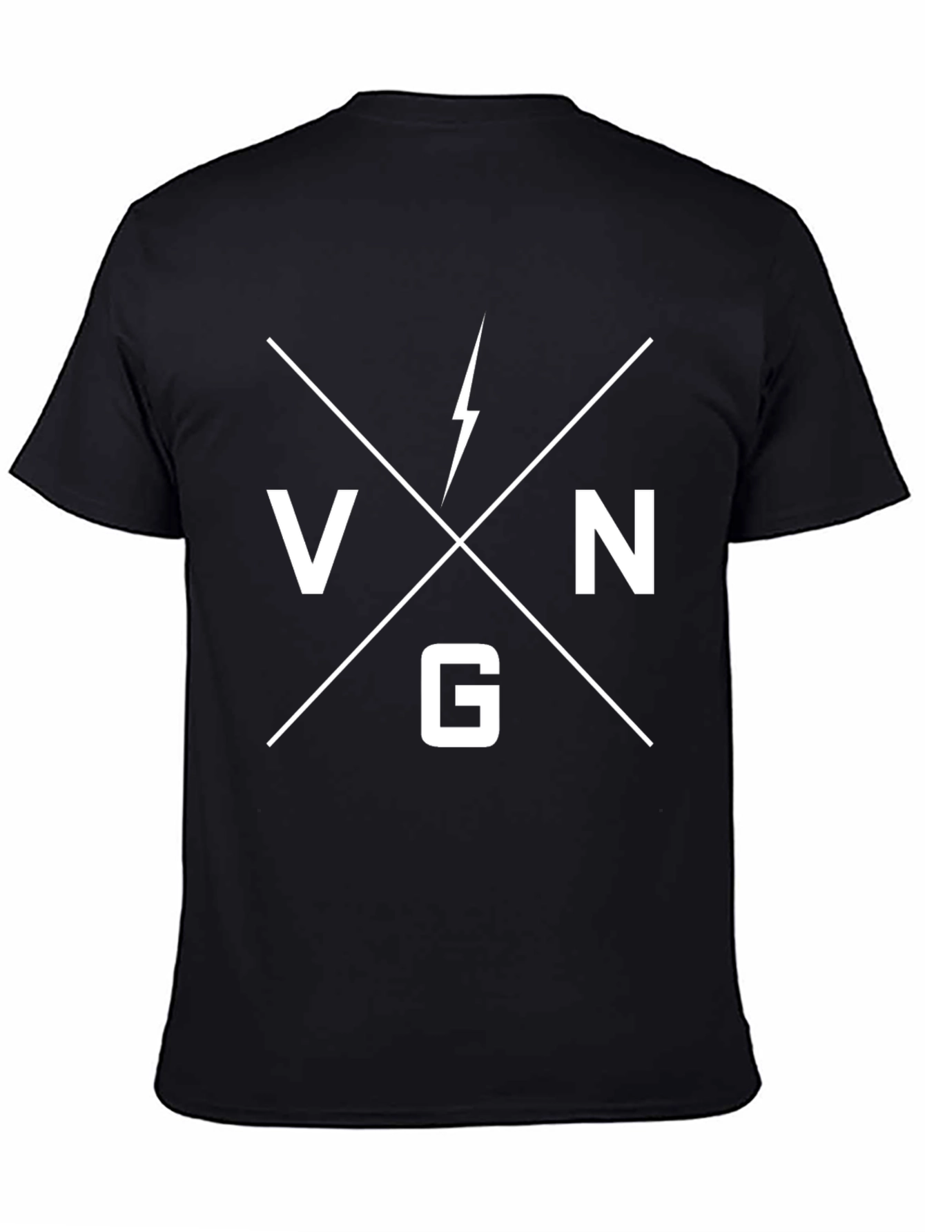Black VNG Lightning Bolt Graphic Black T-Shirt view 4