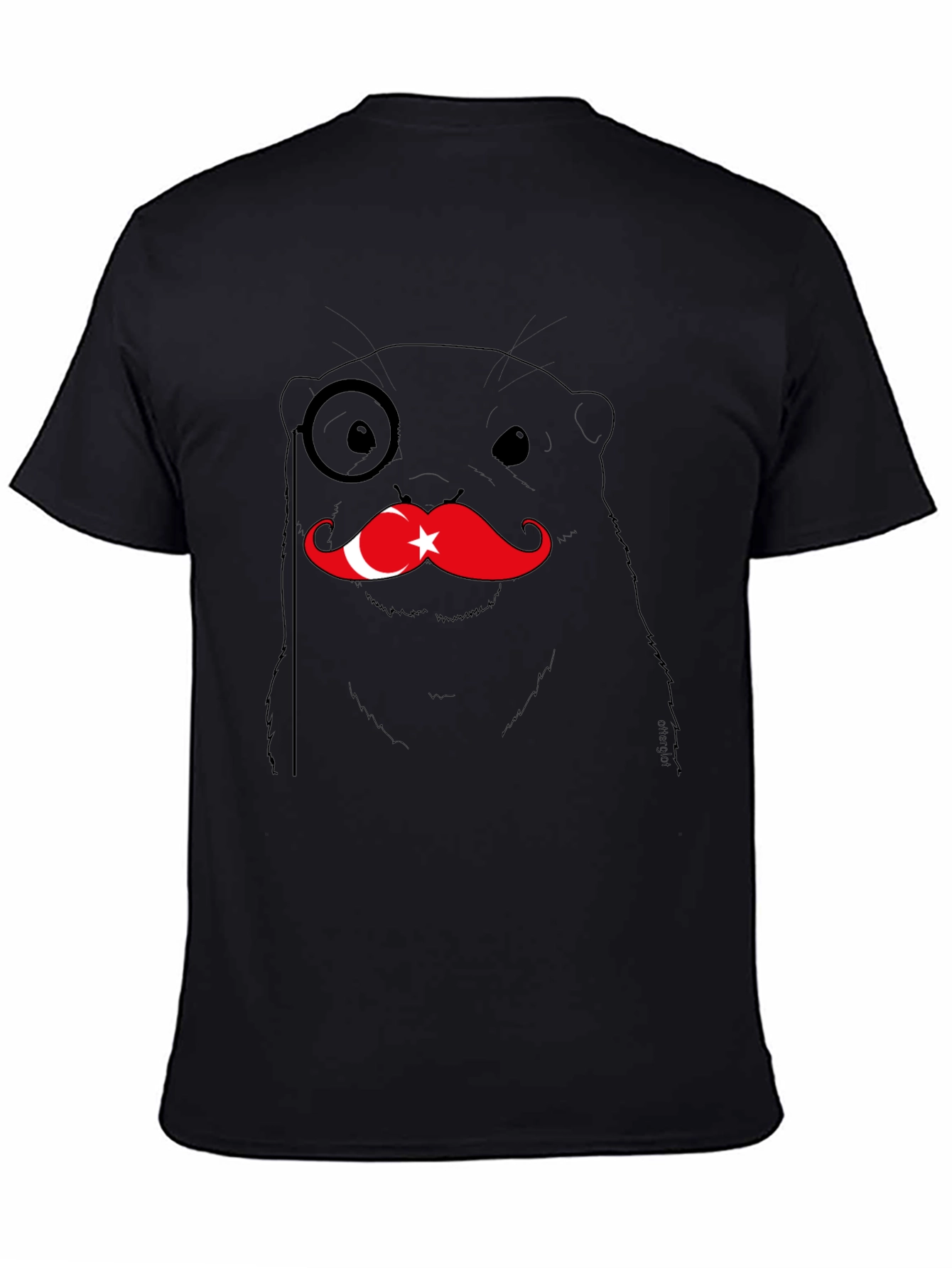 Black Turkey Otter Monocle Graphic Tee - Black view 4