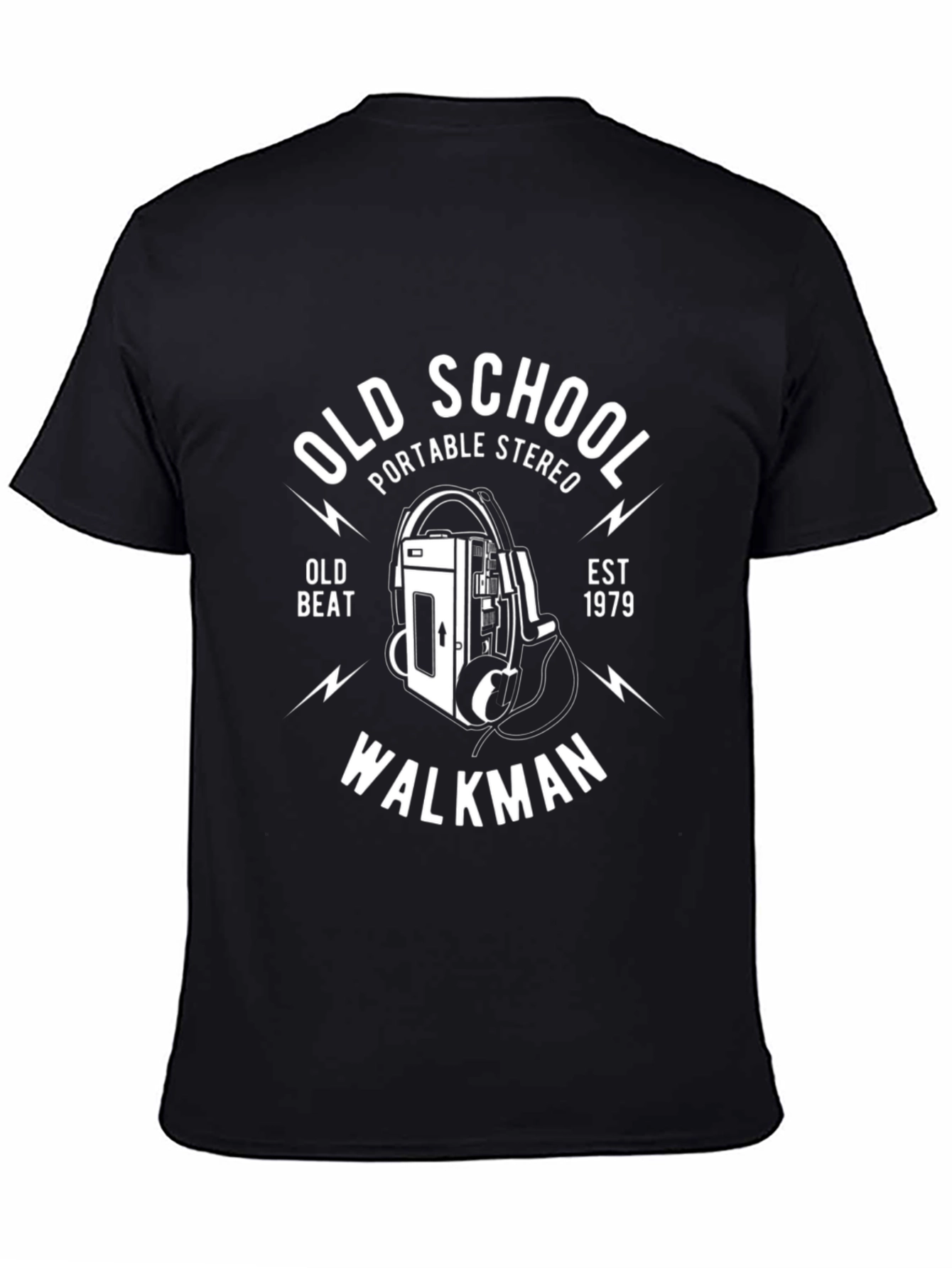 Black Old School Walkman Graphic T-Shirt - Retro Style view 4